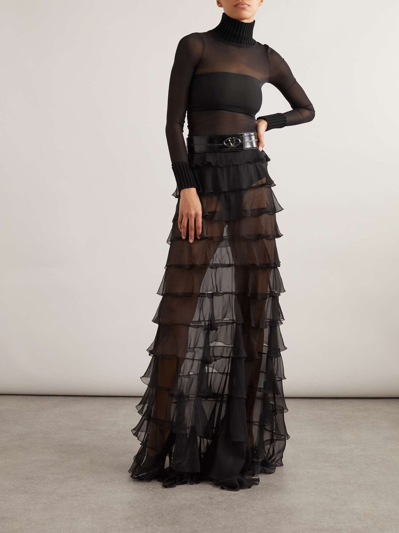 Valentino Mesh and ribbed-knit turtleneck sweater outlook