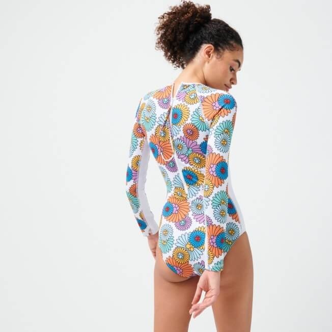 Women Long-Sleeves One-piece Rashguard Marguerites - 4
