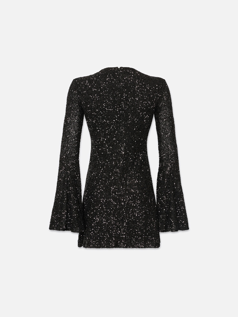 Sequin Flutter Sleeve Dress in Black - 4