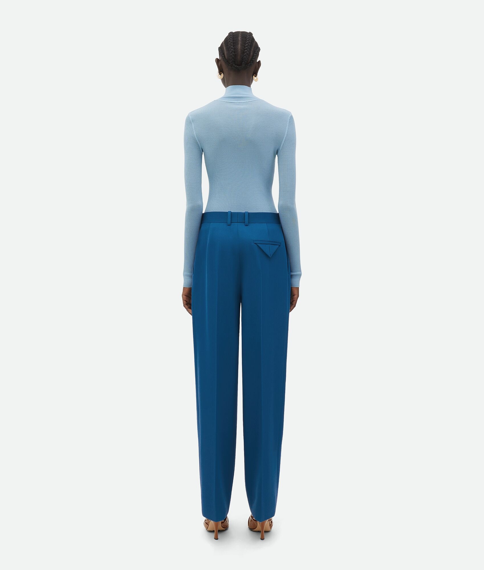 Wool Gabardine Wide Leg Pants - 3