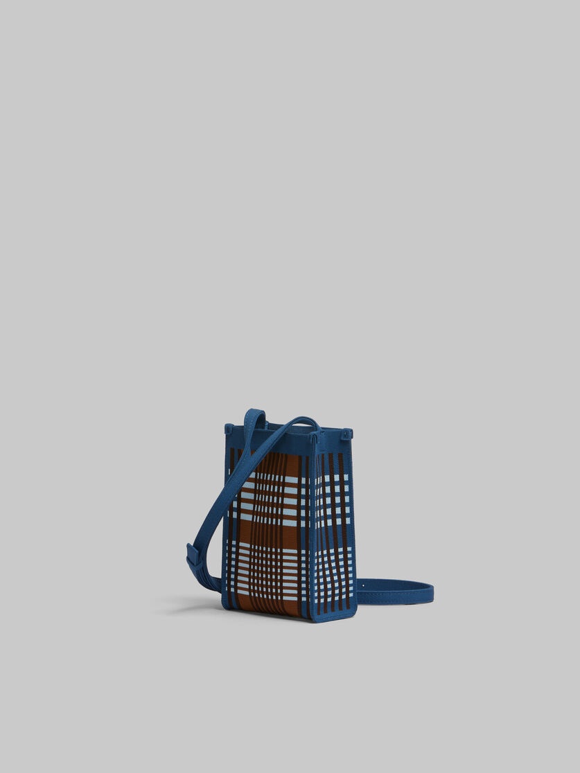 BLUE AND BROWN JACQUARD CHECK MINI SHOULDER BAG - 2