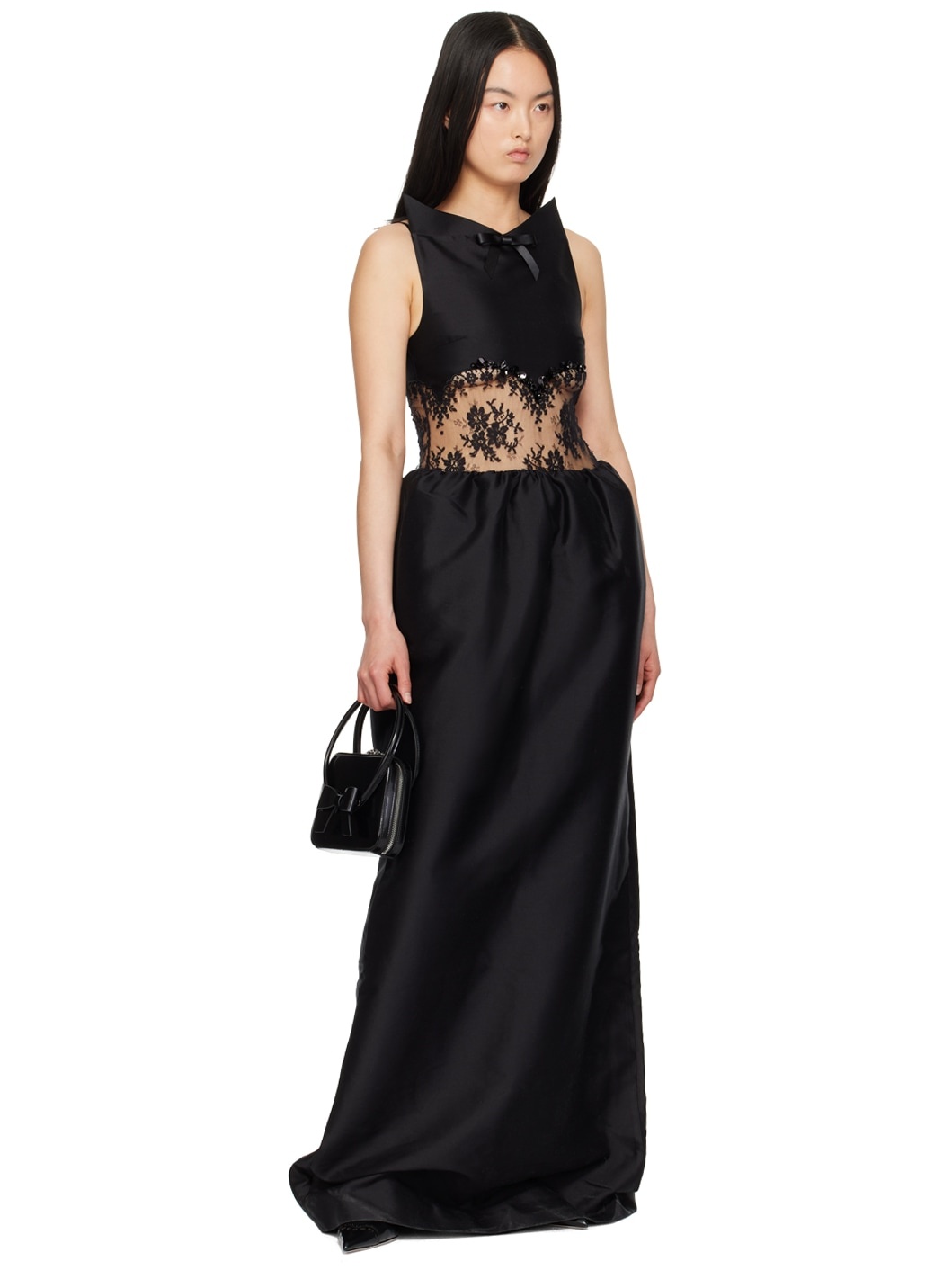 Black Paneled Maxi Dress - 4