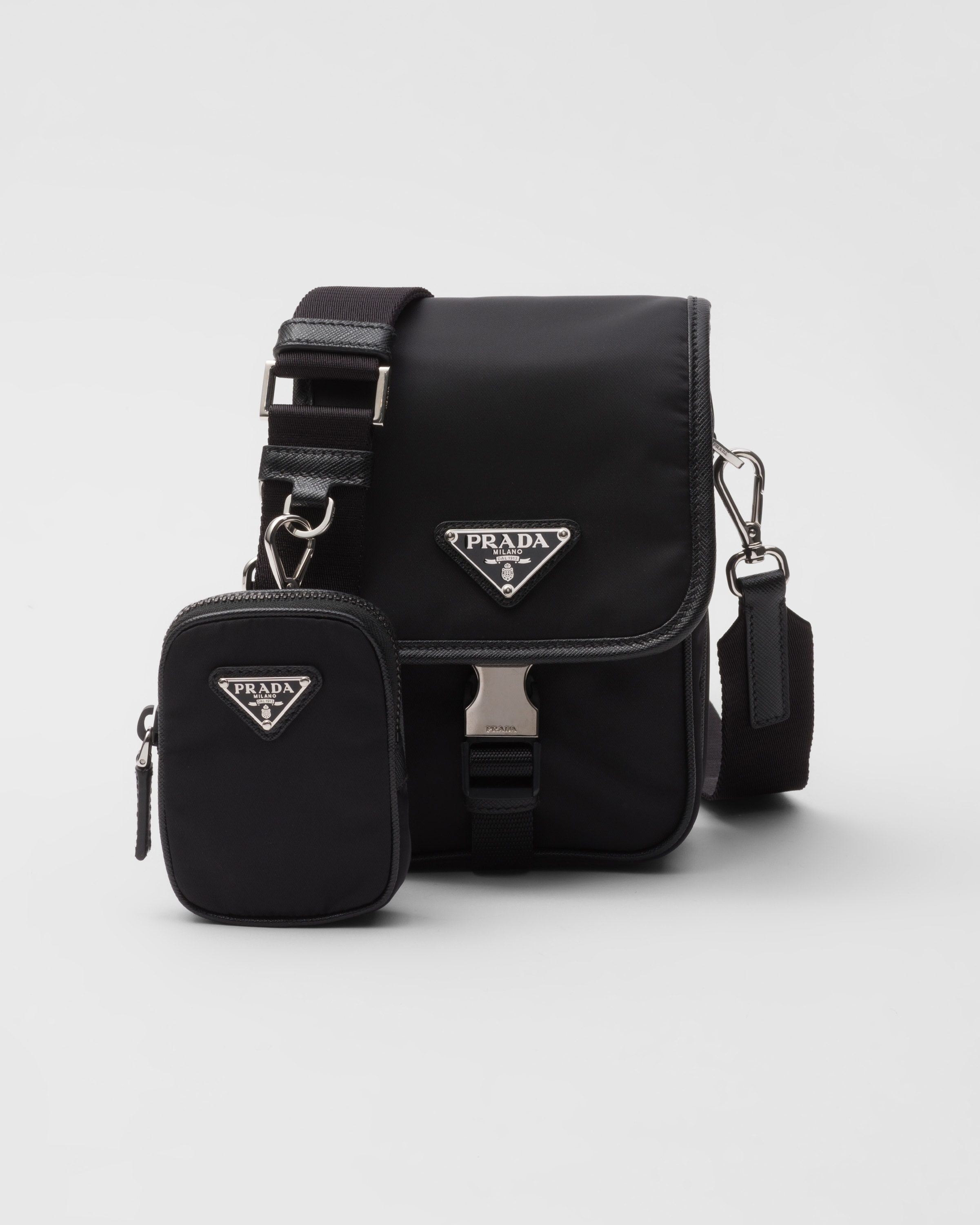 Prada Re-Nylon and leather shoulder bag - Black