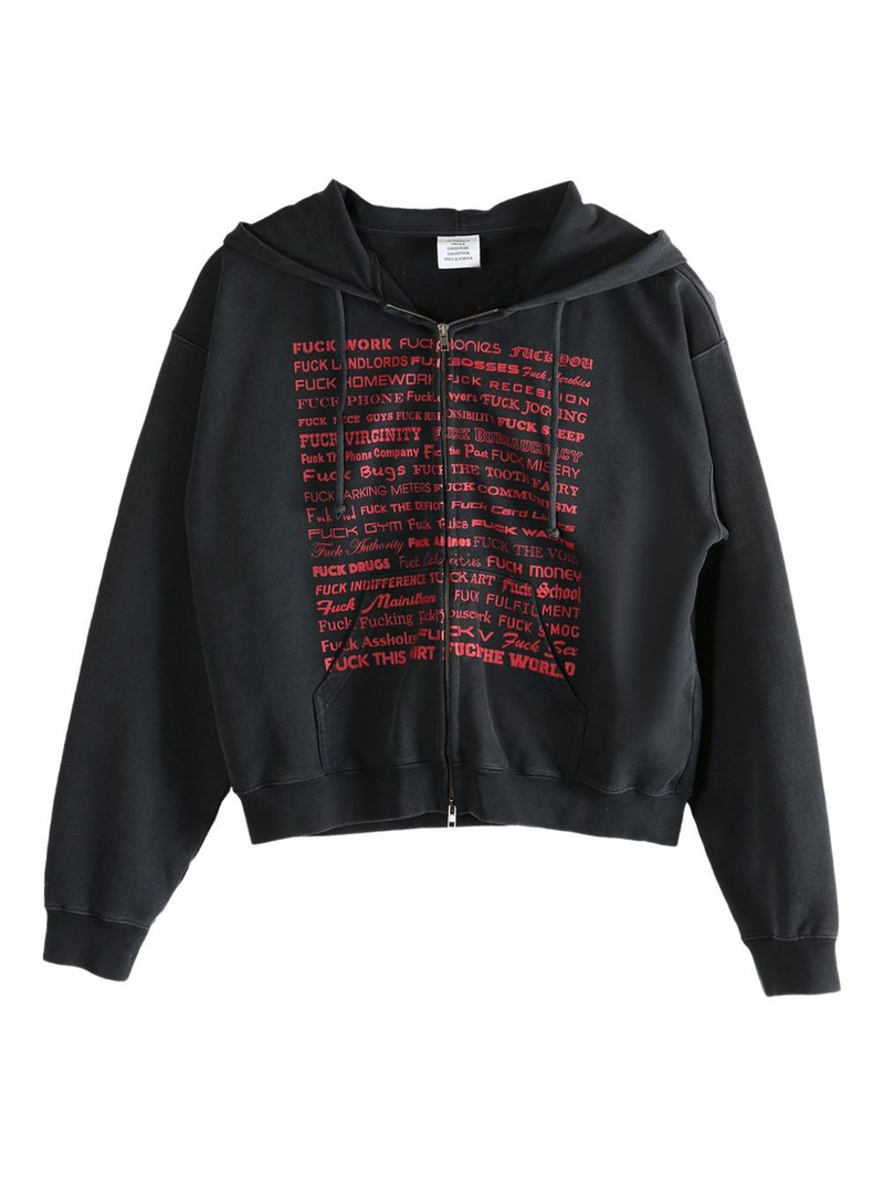 text-print zip-up hoodie 1