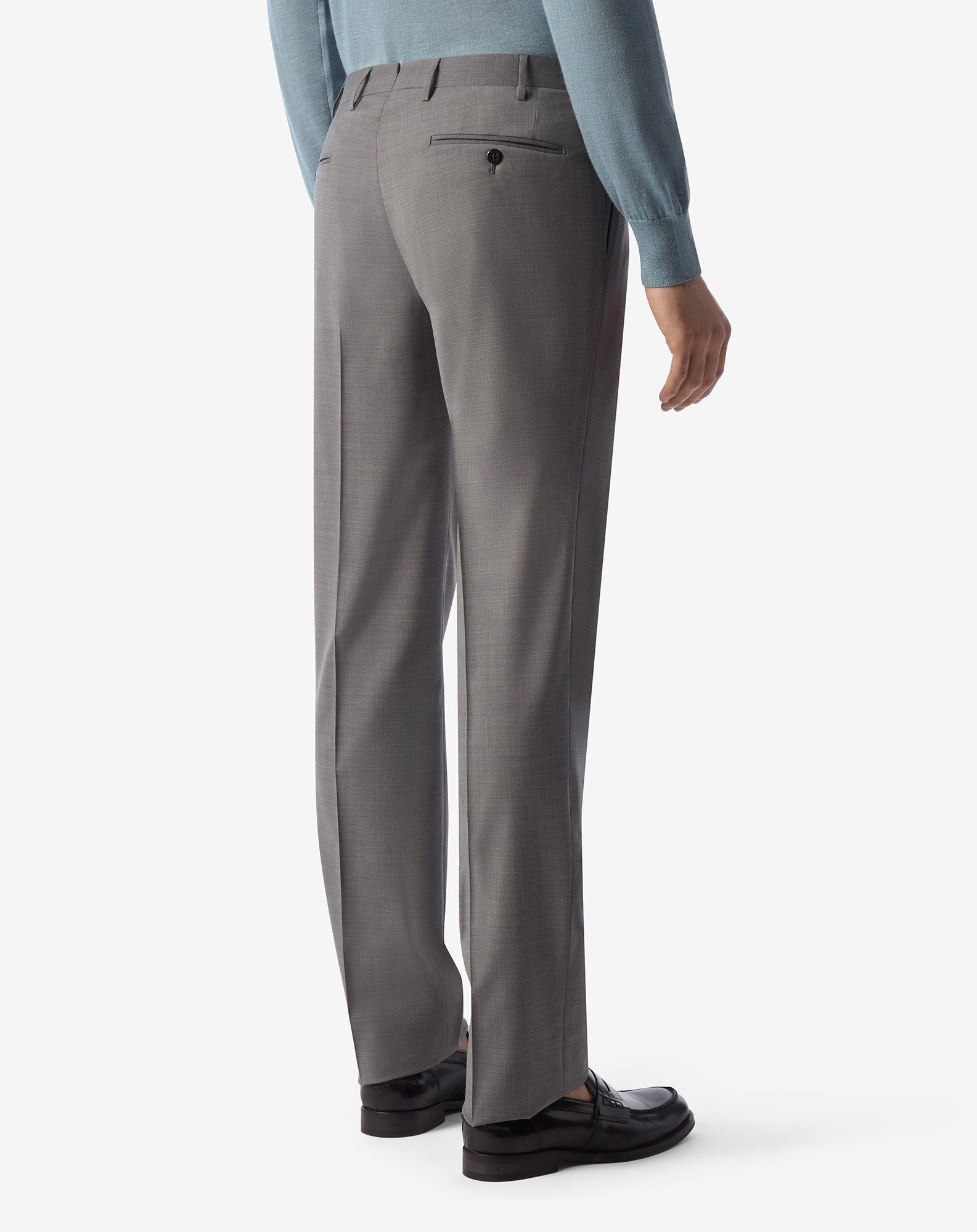 Medium grey 120's stretch wool trousers - 4