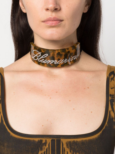Blumarine logo crystal-embellished choker necklace outlook