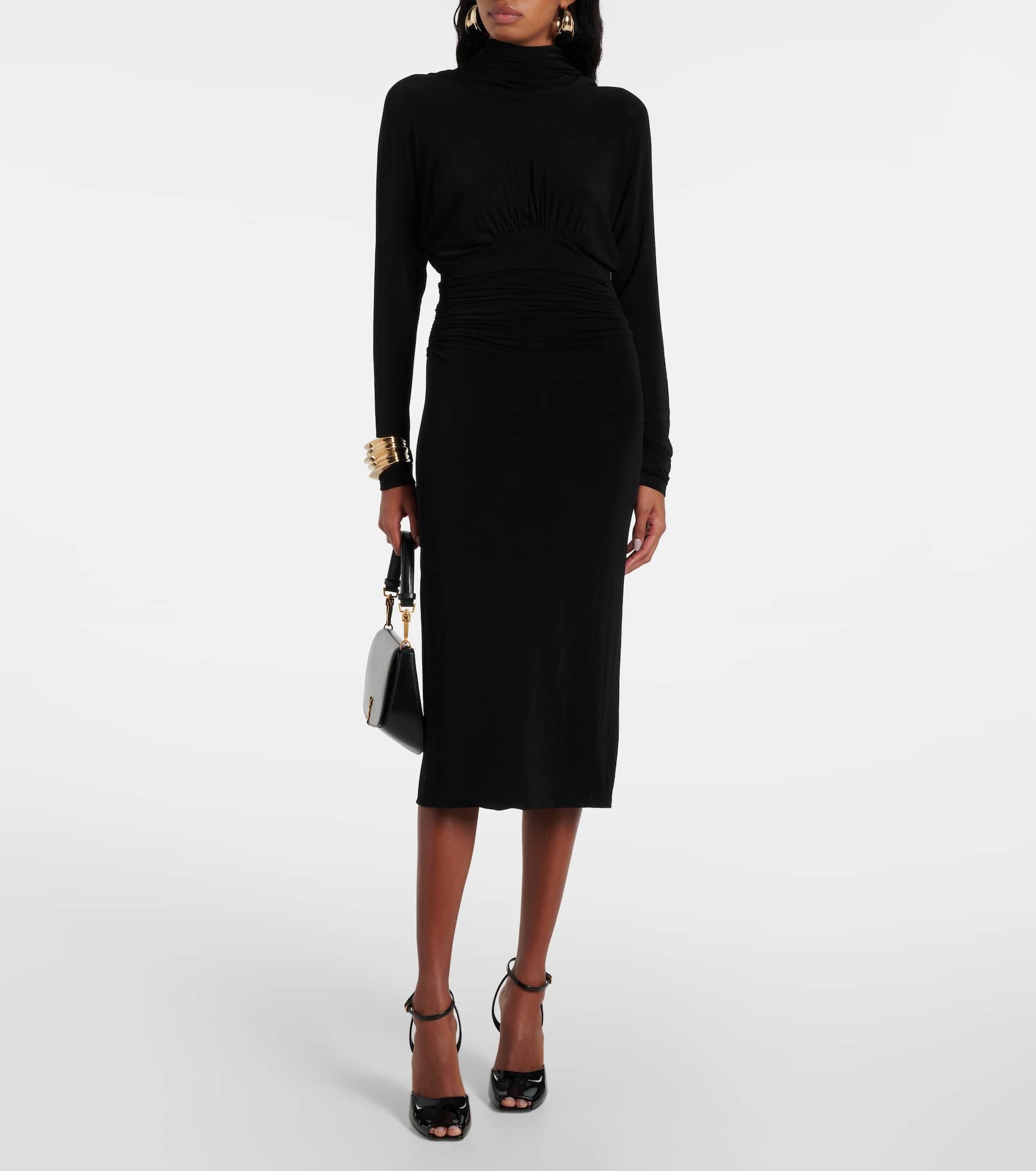 Gathered jersey midi dress - 2