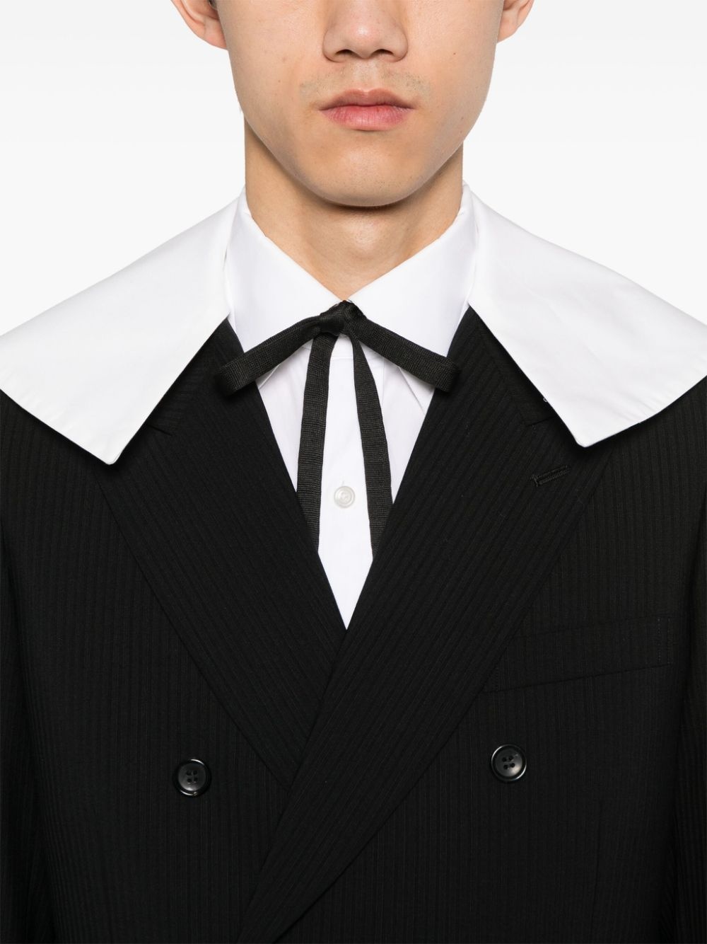 detachable-collar double-breasted blazer - 5