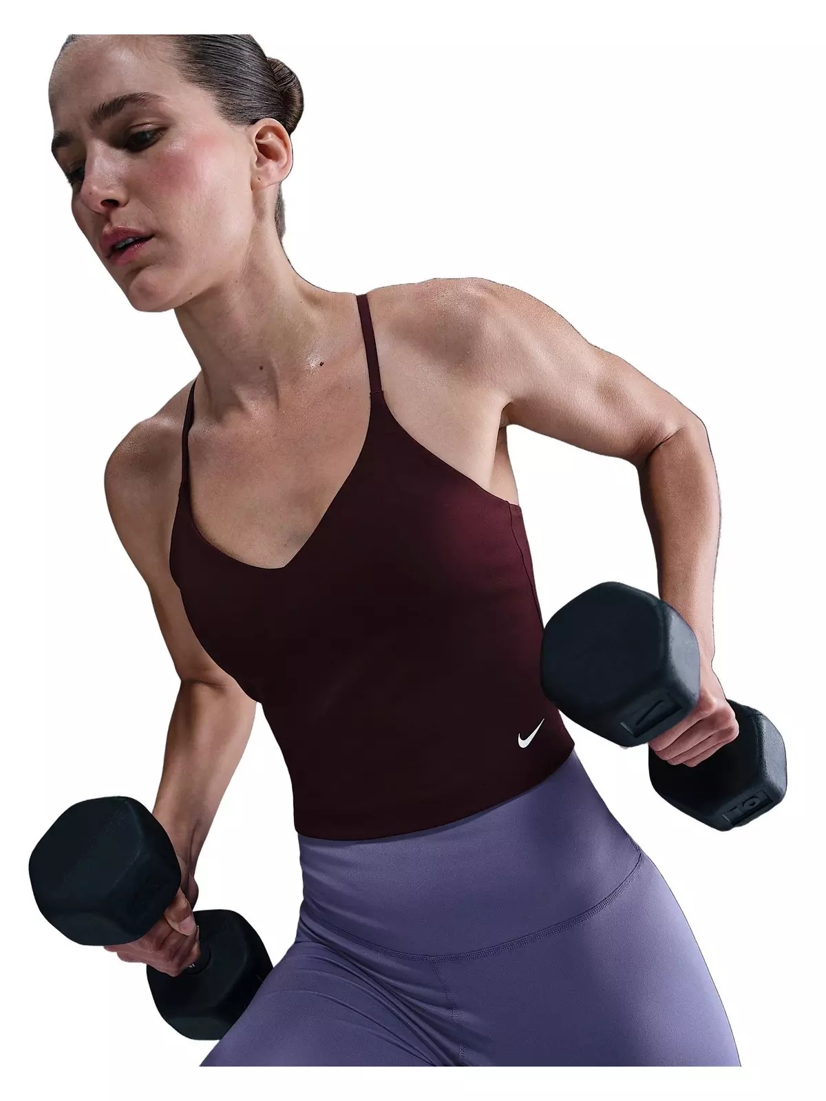 Women's Indy Light-Support Padded Sports Bra Tank -Burgundy - 3
