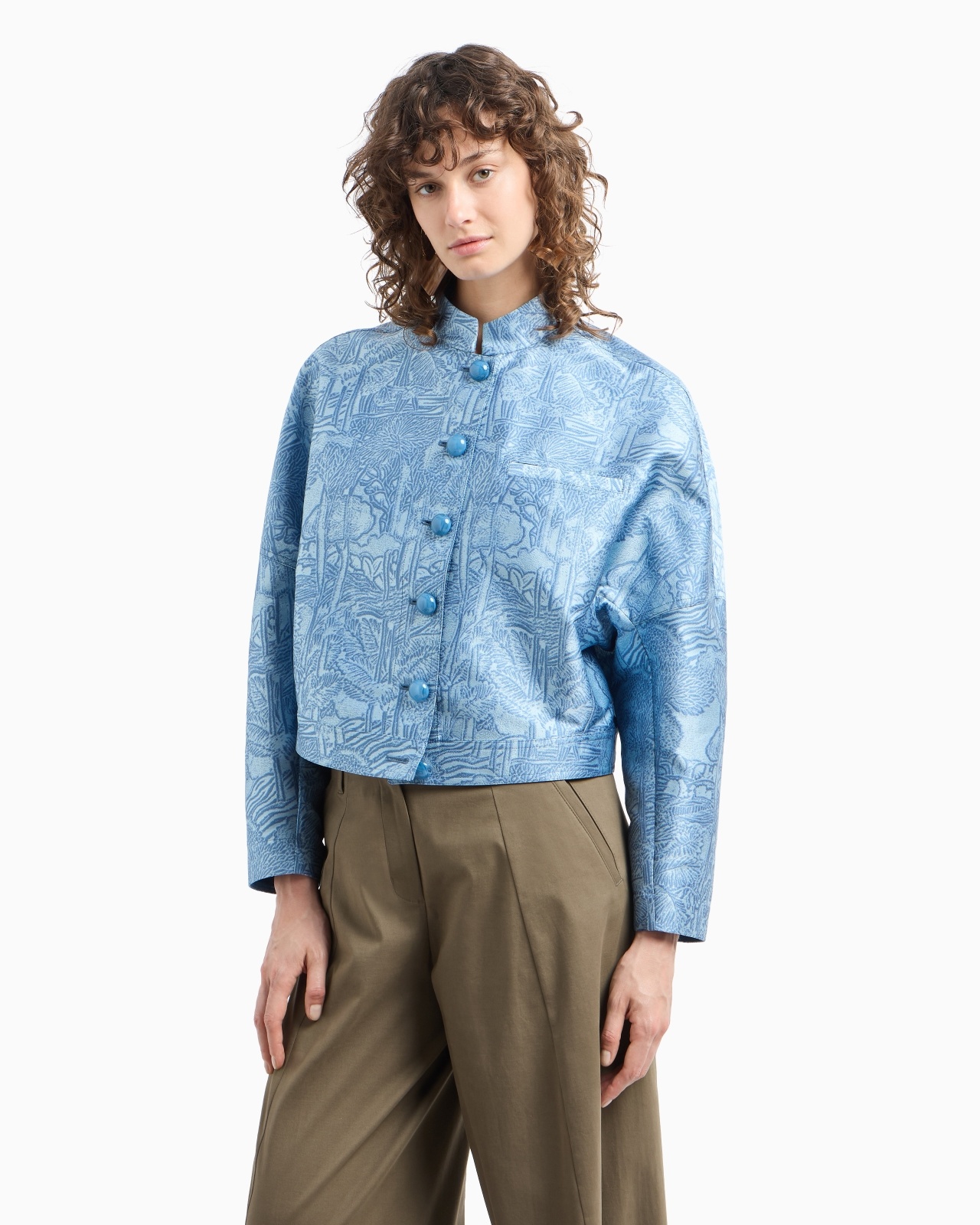 ALL-OVER JACQUARD JACKET WITH GURU COLLAR - 4