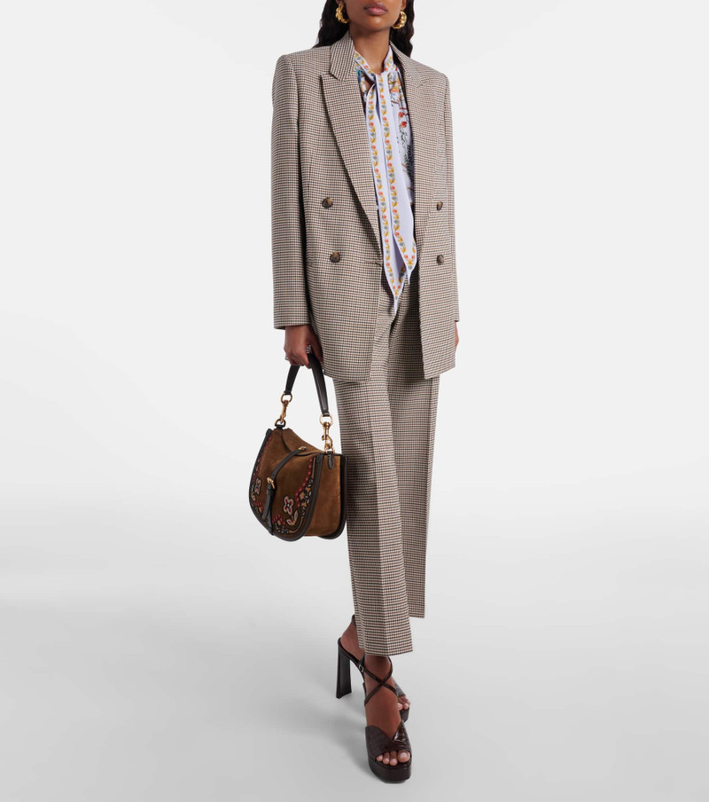Etro Checked wool-blend flared pants outlook