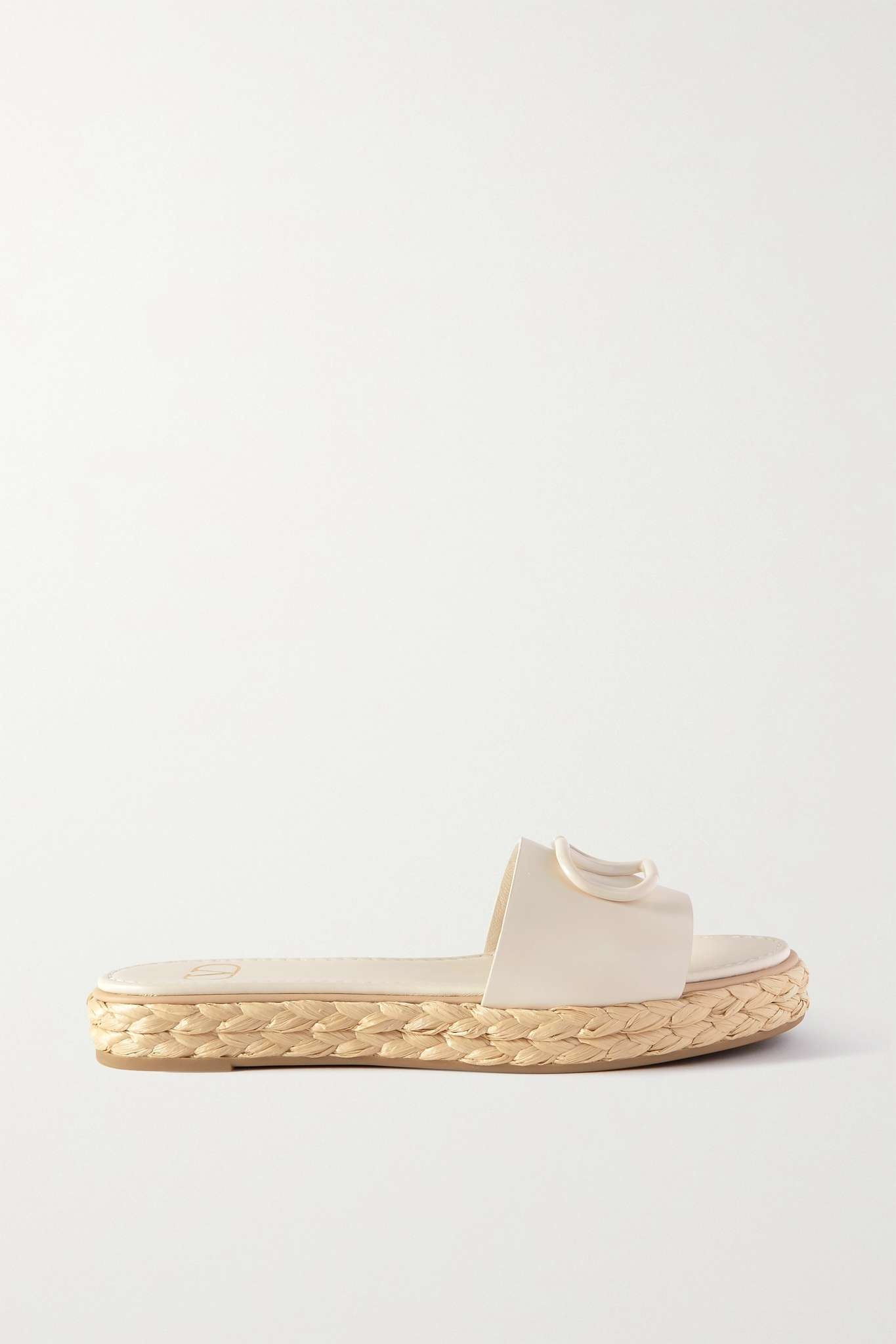 Valentino Garavani VLOGO leather espadrille slides - 1