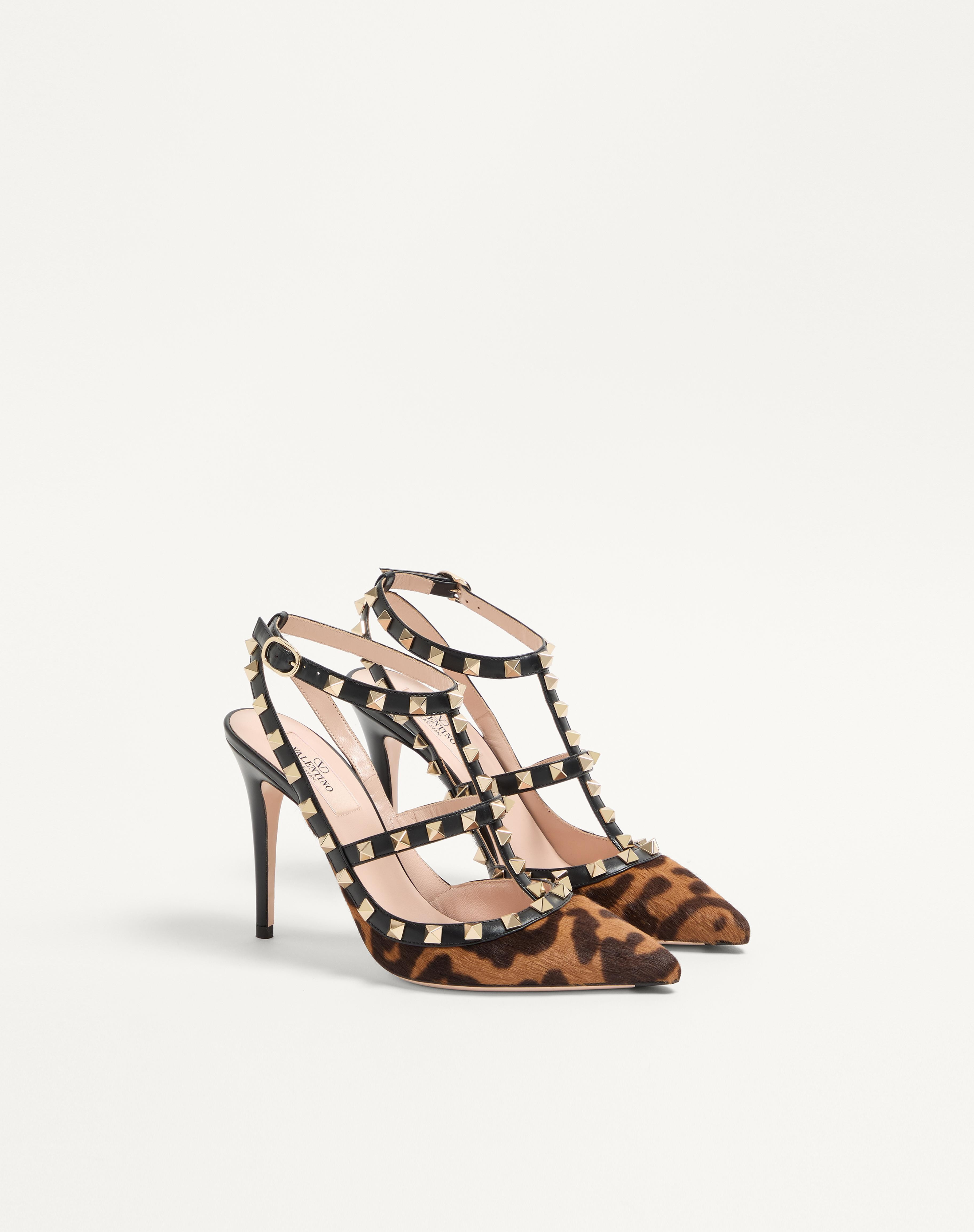 ROCKSTUD PUMPS WITH STRAPS IN PONY-EFFECT CALFSKIN 100MM - 3