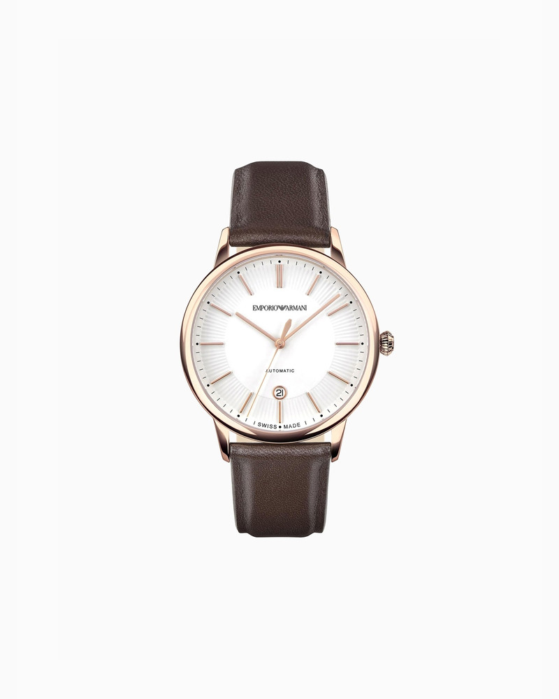 SWISS MADE AUTOMATIC BROWN LEATHER WATCH 1