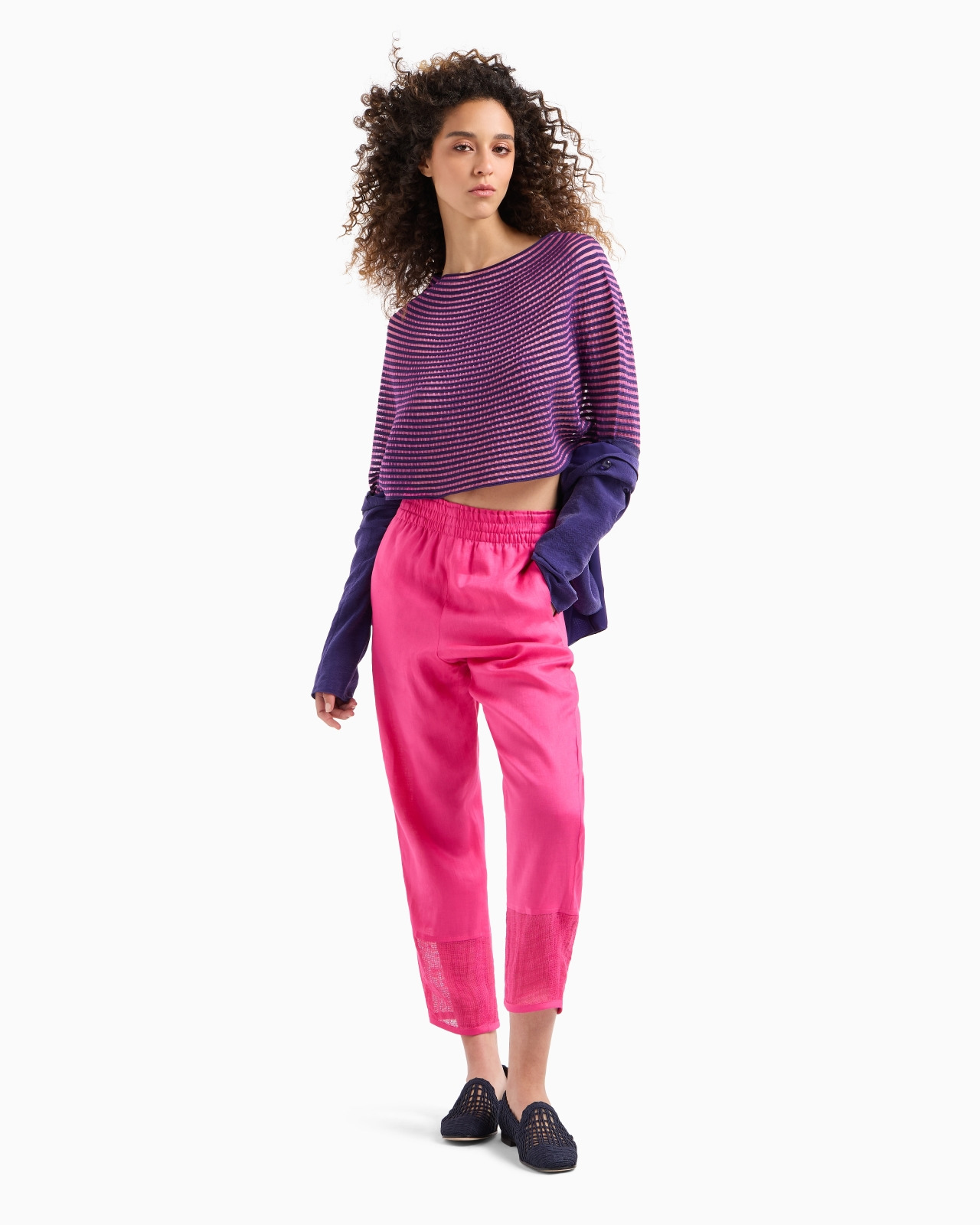 Cape-effect cropped jumper in ottoman fabric - 4