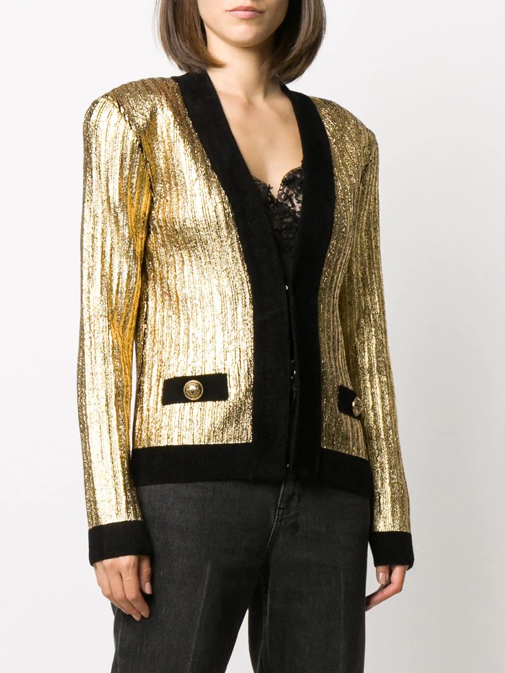 gold cropped cardigan - 3