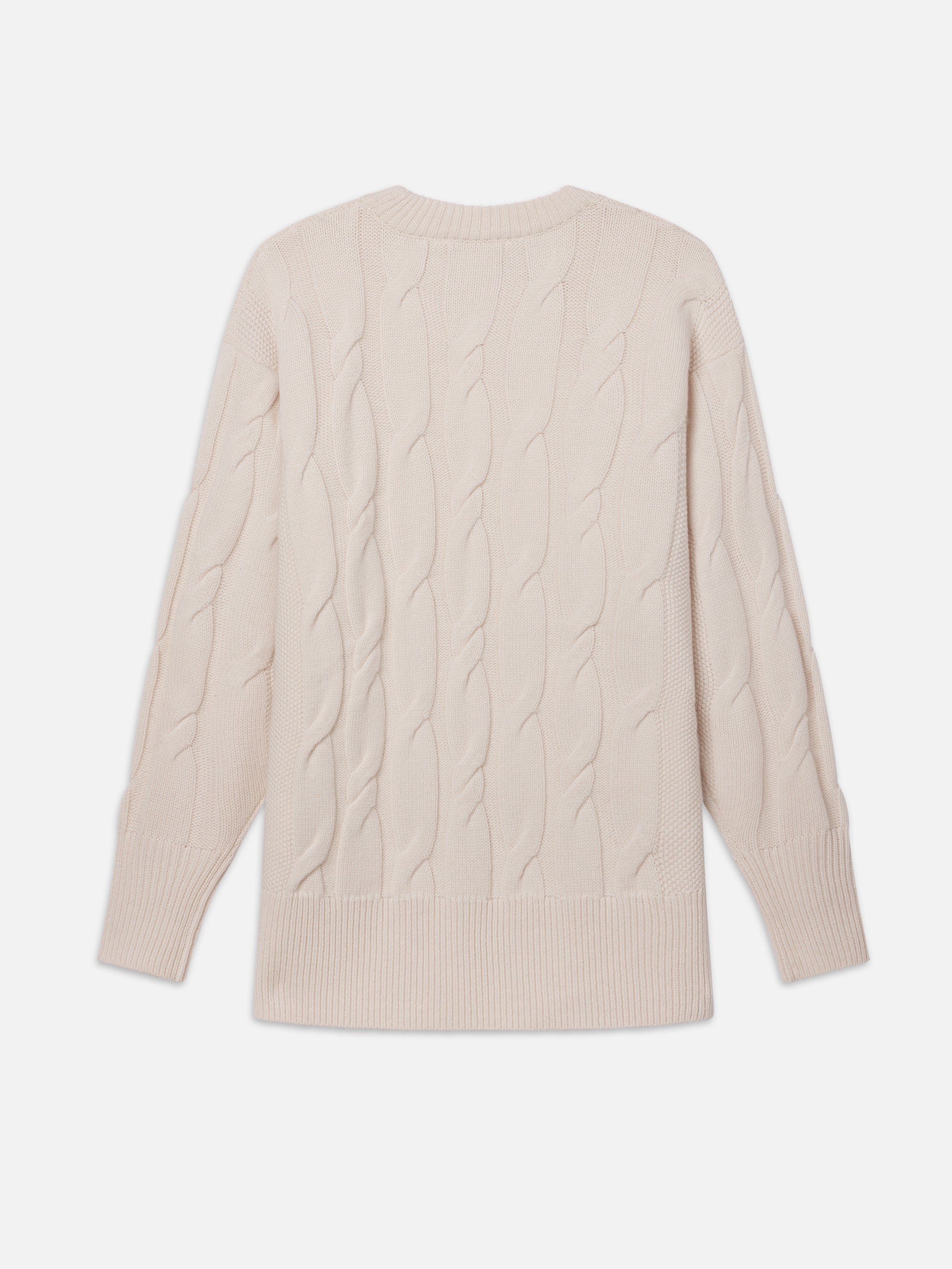 Oversized Cable Knit Sweater in Cream - 4