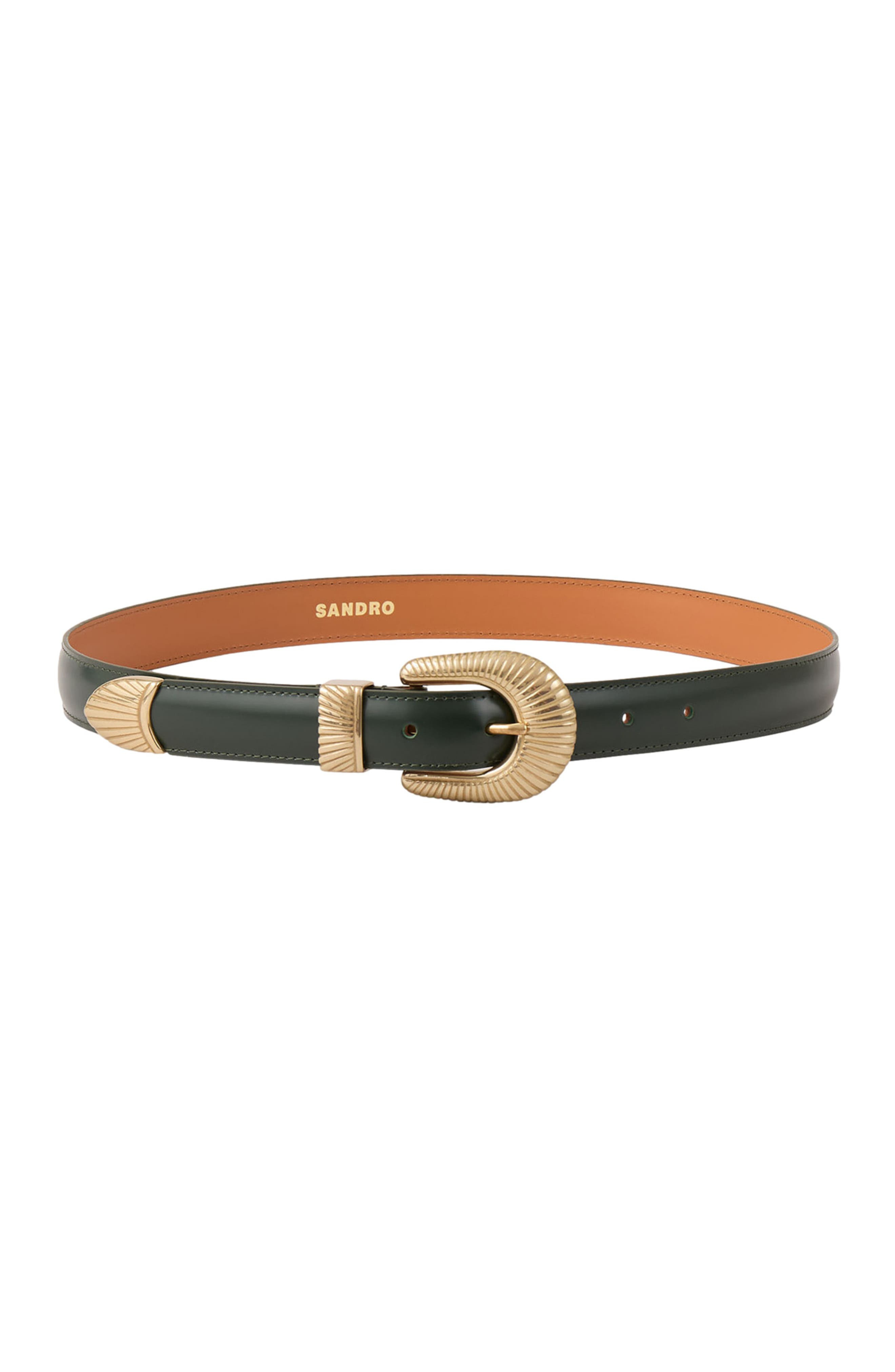 SANDRO Leather belt in Bottle Green at Nordstrom - 2