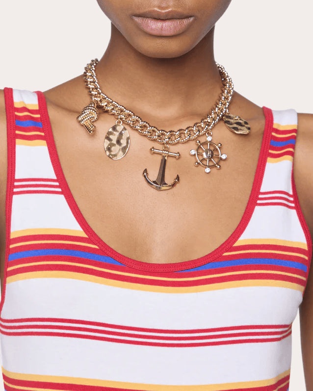 Crystal & Goldtone Nautical Medal Choker Necklace - 2
