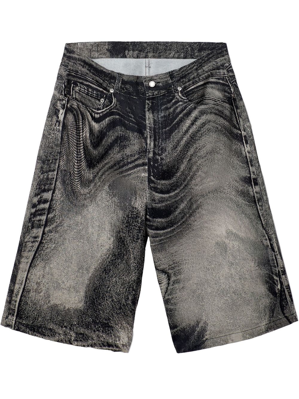 abstract-print denim shorts - 1