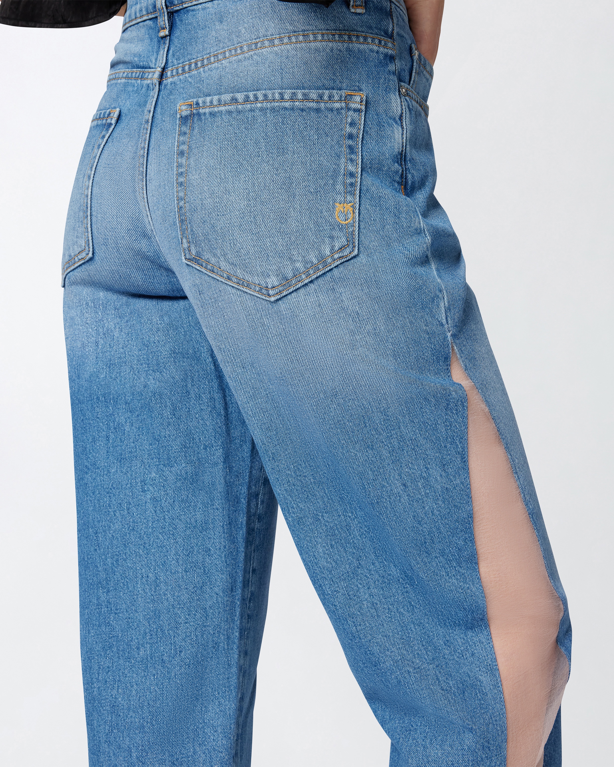 MOM-FIT JEANS WITH TRANSPARENT ORGANZA INSERTS - 5