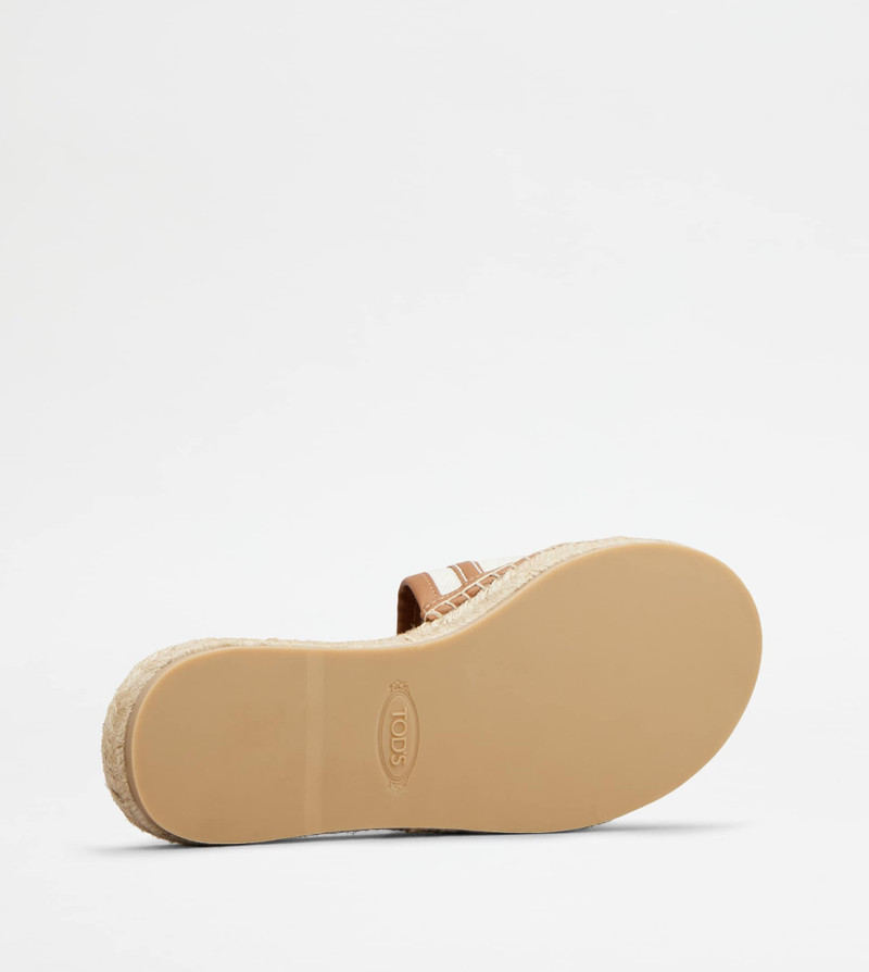 KATE SANDALS IN CANVAS AND LEATHER - WHITE, BROWN 6