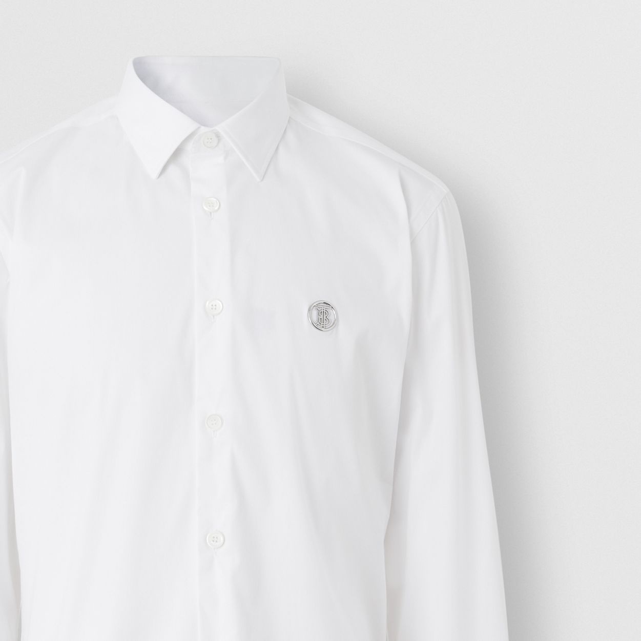 Monogram Motif Stretch Cotton Blend Shirt - 7