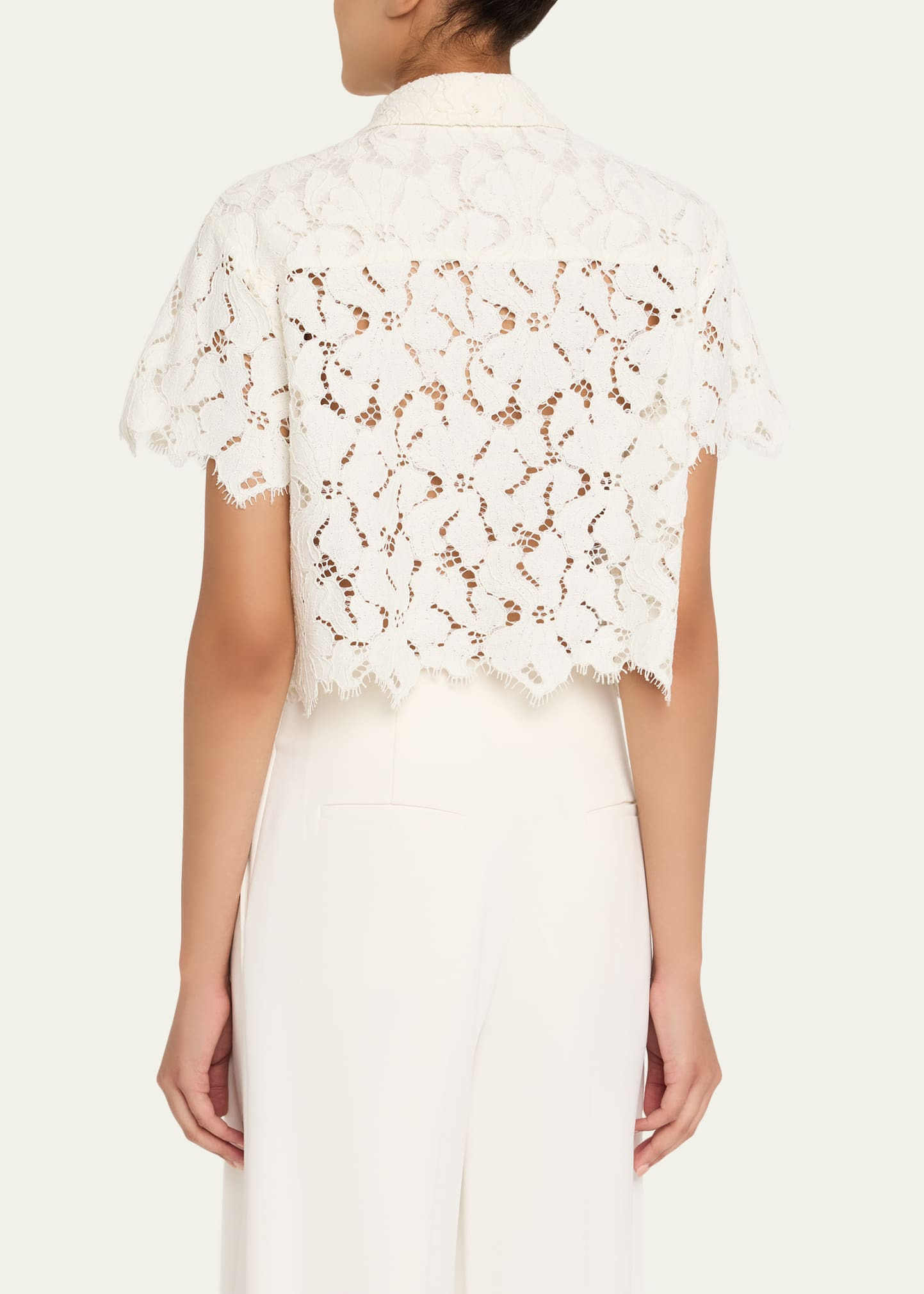 Marjorie Short-Sleeve Lace Camp Shirt - 3