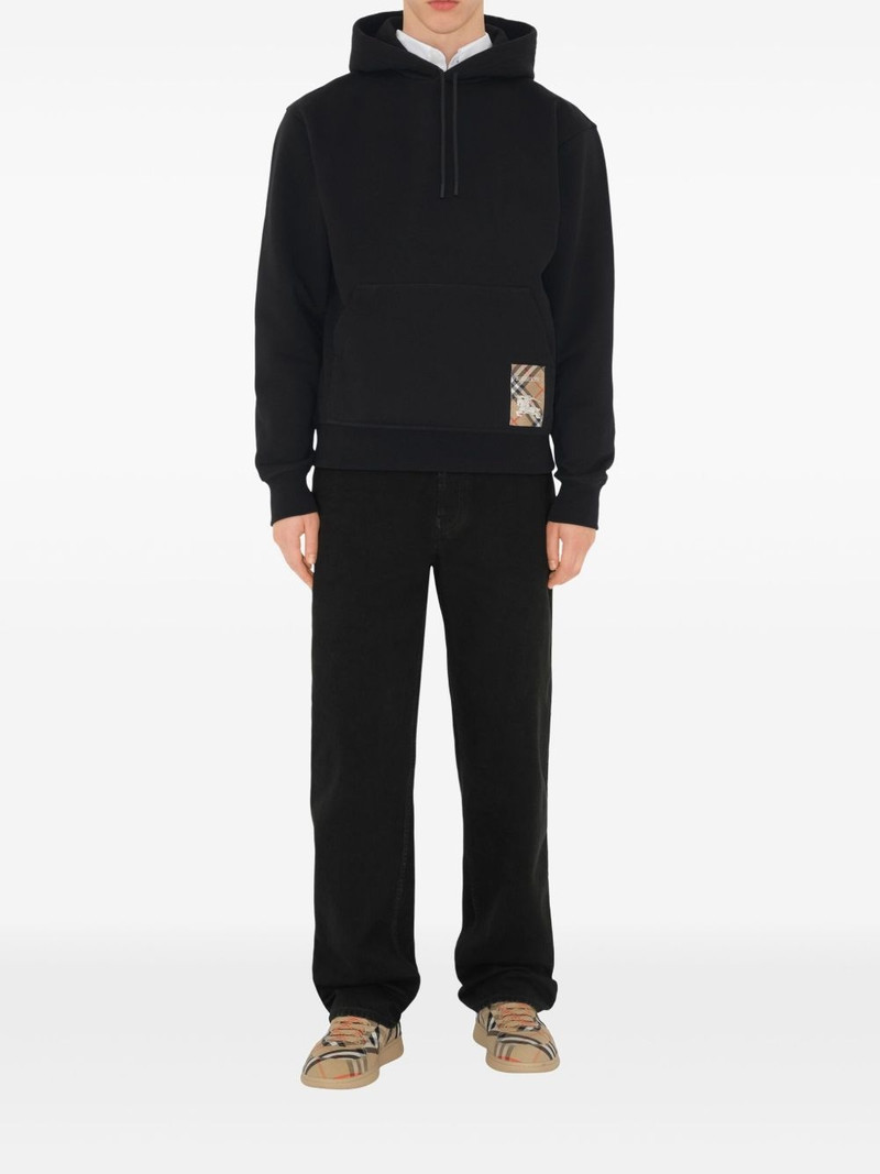 Burberry check-label cotton hoodie outlook
