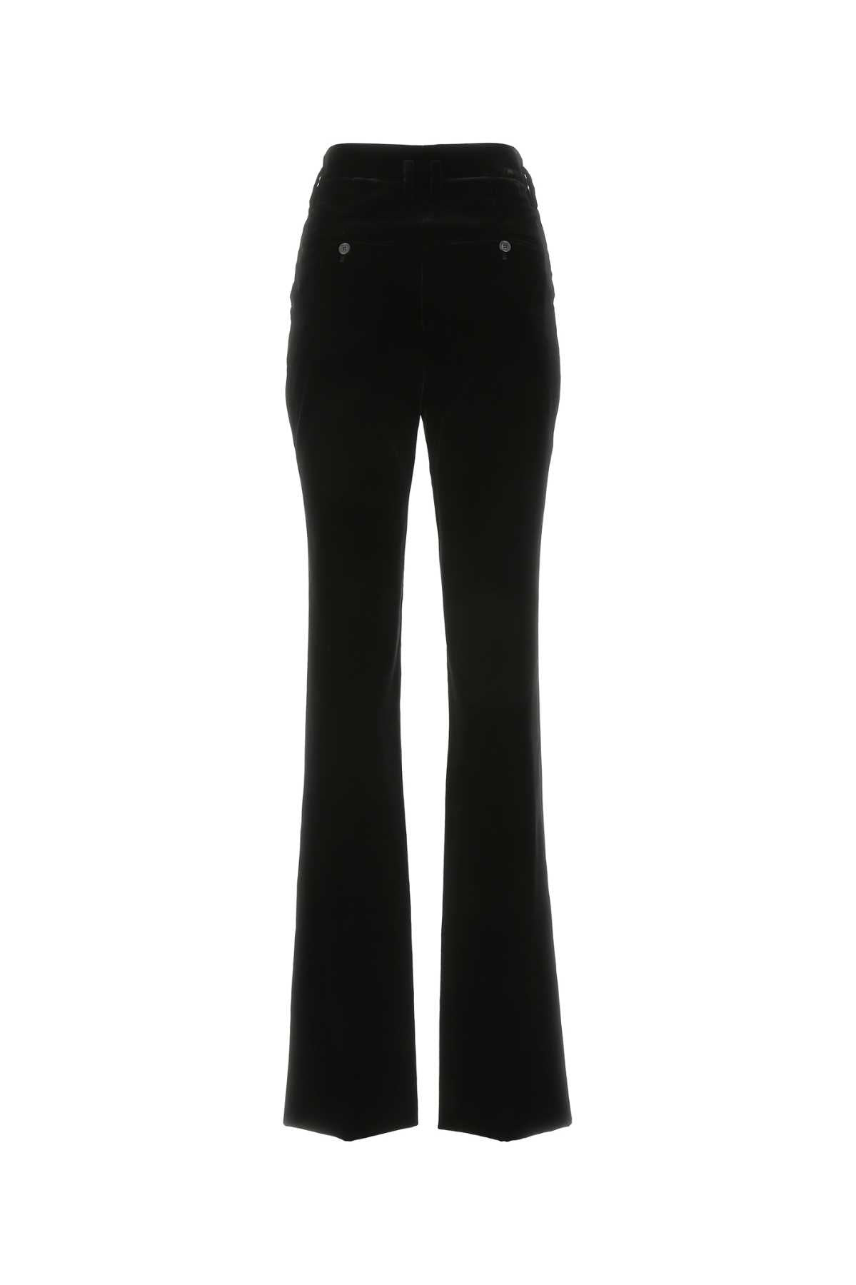 Saint Laurent Women Black Velvet Pant - 2
