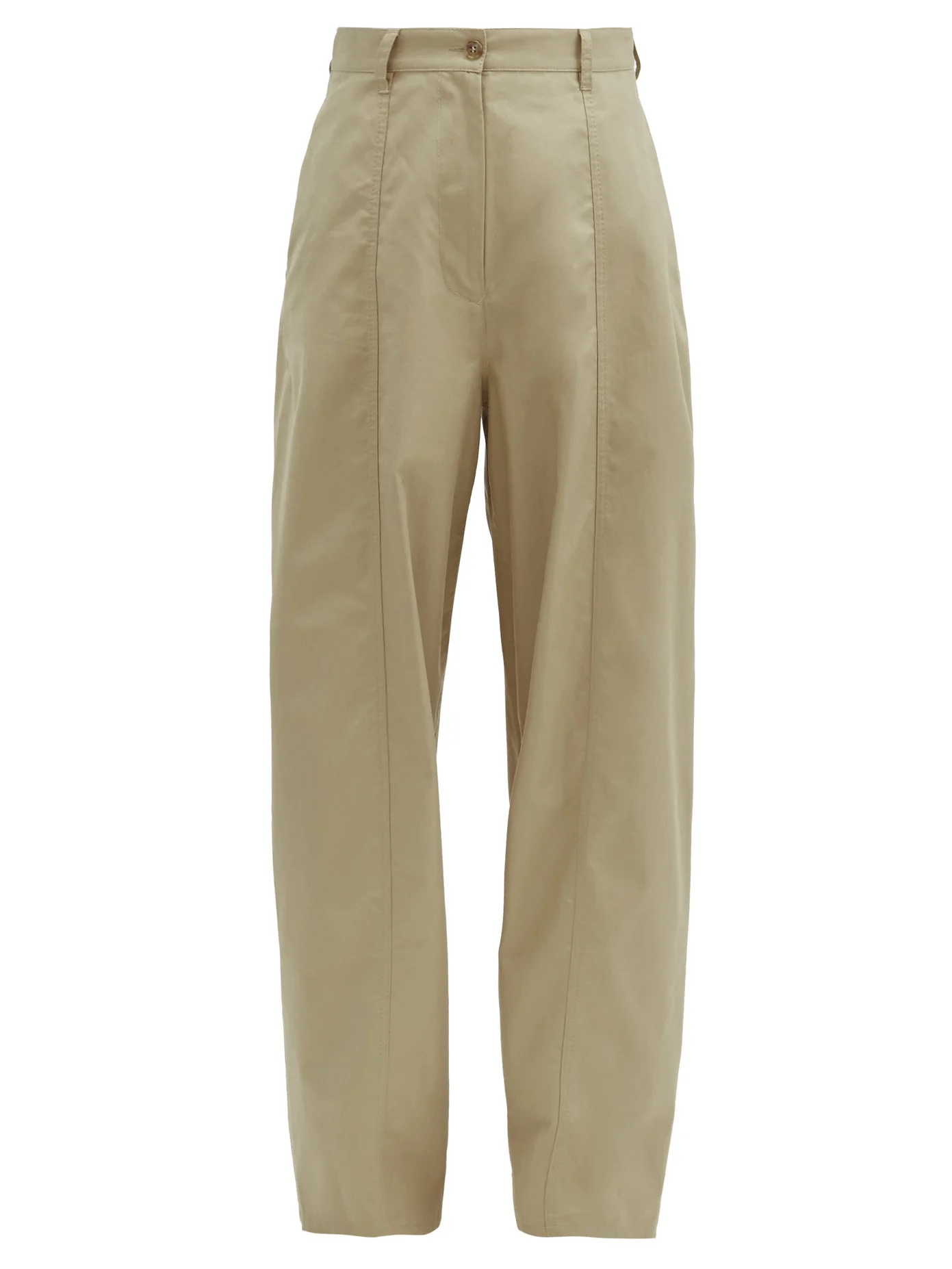 High-rise cotton-gabardine wide-leg trousers - 1