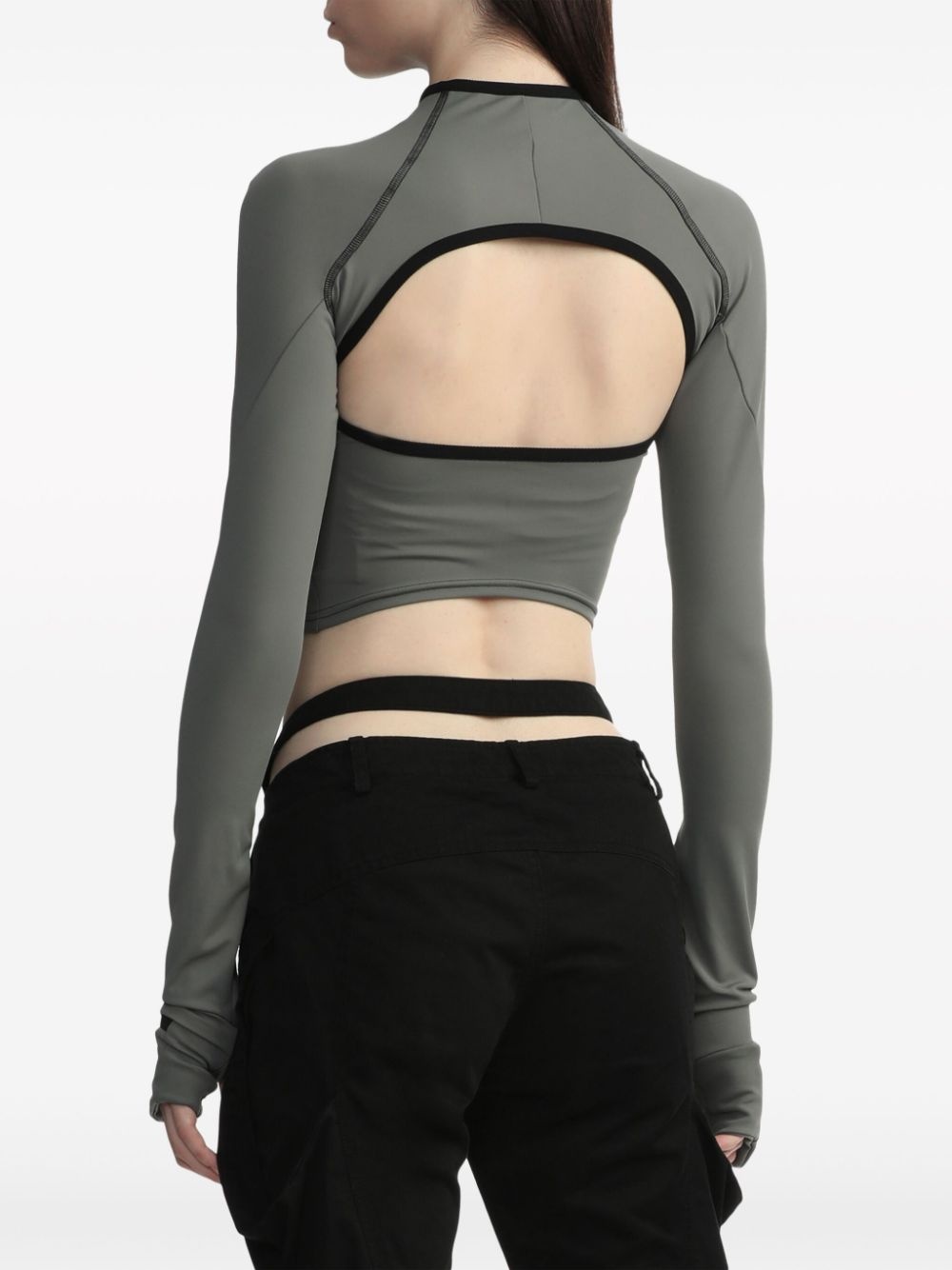 cut-out zip-up crop top - 4