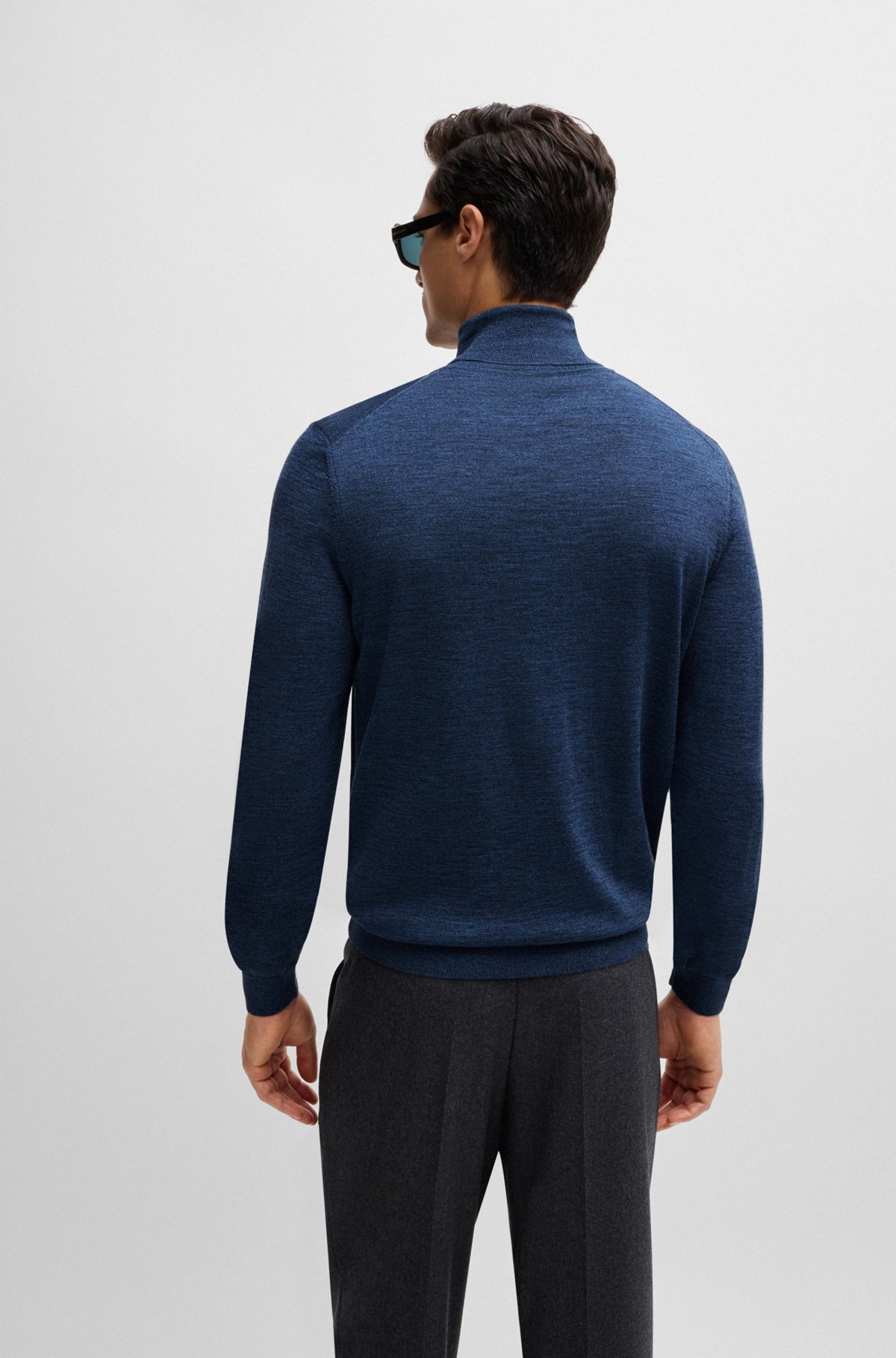SLIM-FIT ROLL-NECK SWEATER IN MERCERIZED VIRGIN WOOL - 5