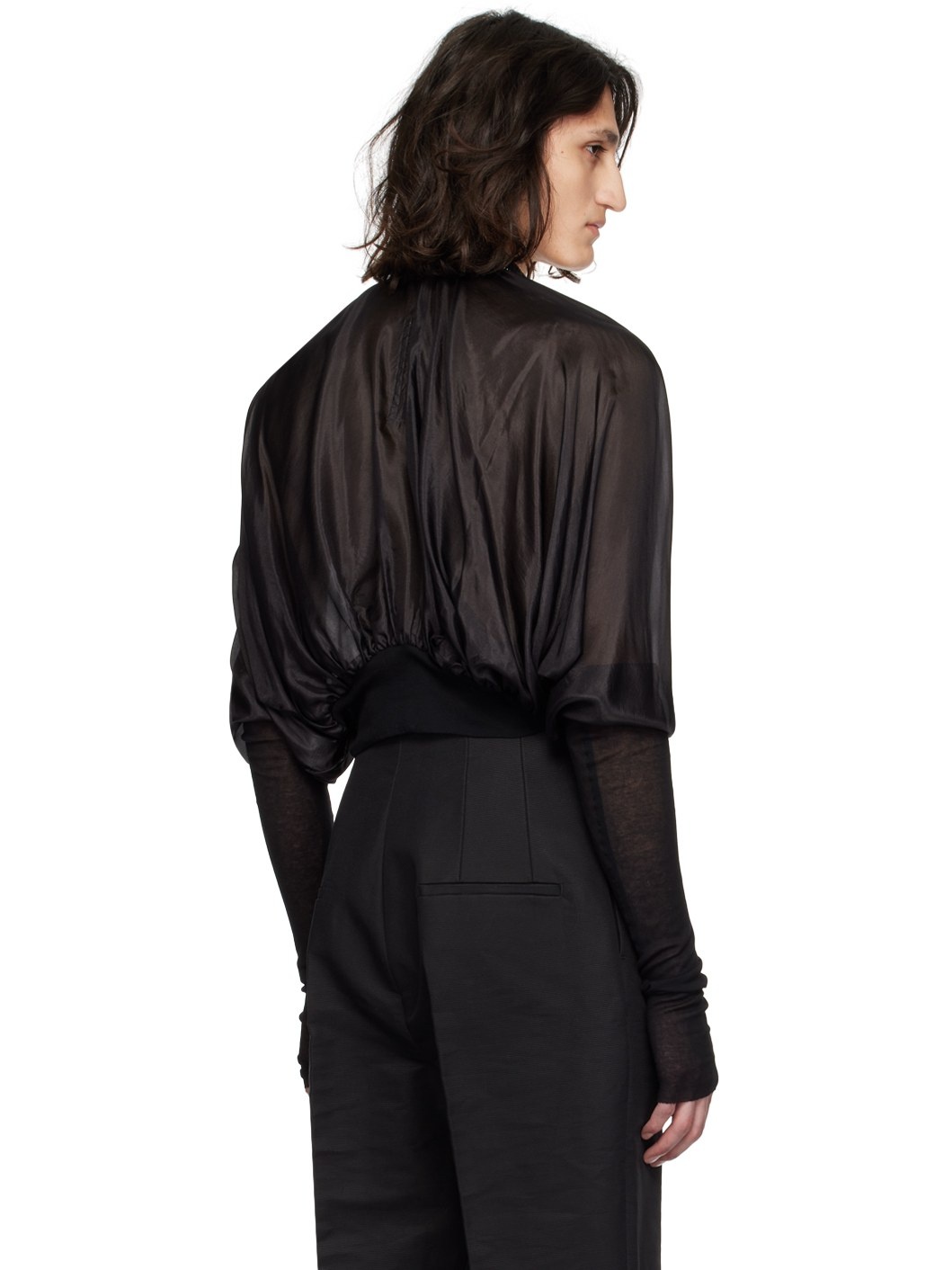 Black Batwing Flight Bomber Jacket - 3