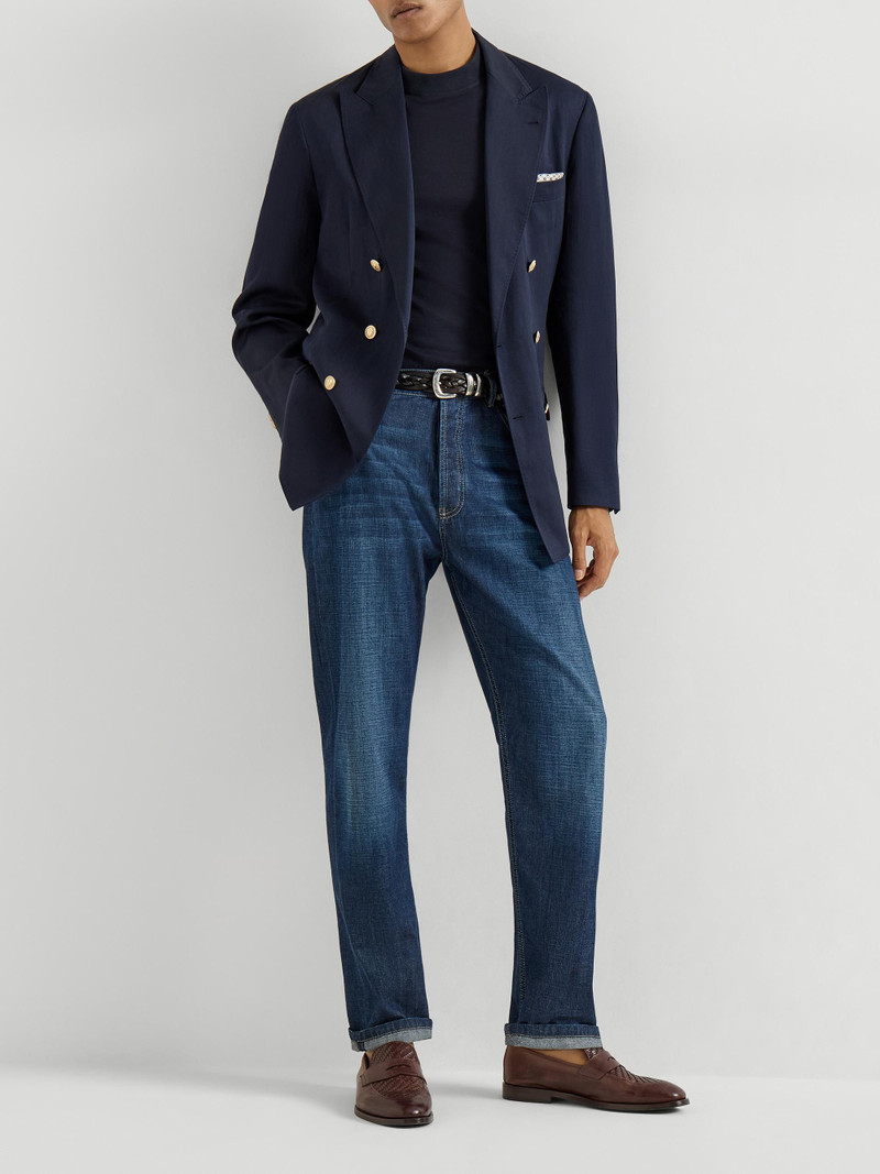 Men's Lightweight Old Denim Iconic Fit Five Pocket Jeans - Dark Denim 6