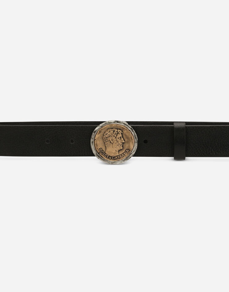Leather belt with brand coin - 3