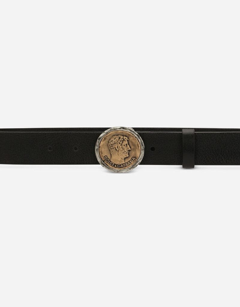 Leather belt with brand coin 3