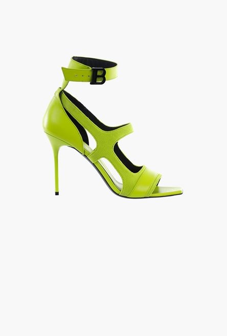 Lime green leather and knit Selena sandals - 1