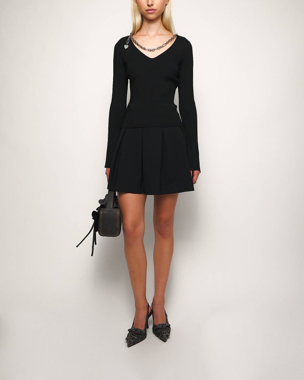 Top Knit Silver Charm  Black - 3
