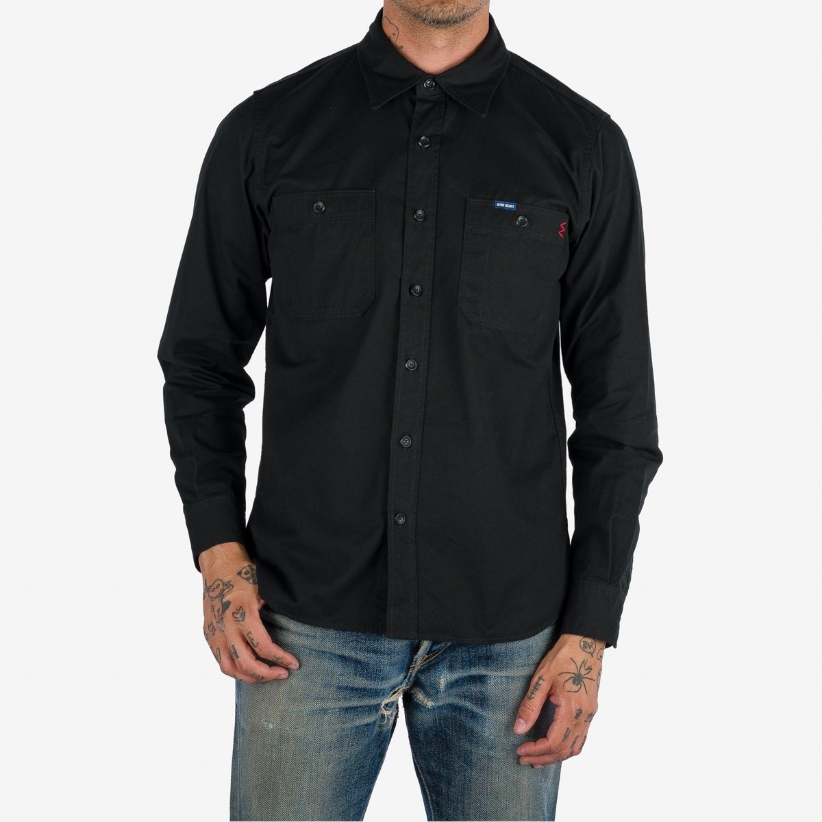 IHSH-395-BLK 7oz Fatigue Cloth Work Shirt - Black - 2