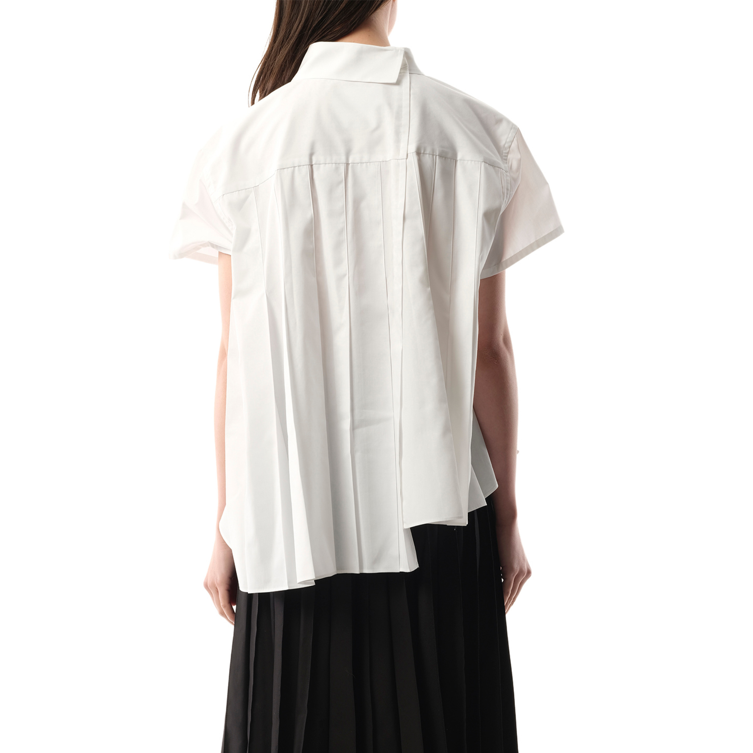 Asymmetric Cotton Poplin Shirt in Off White - 6