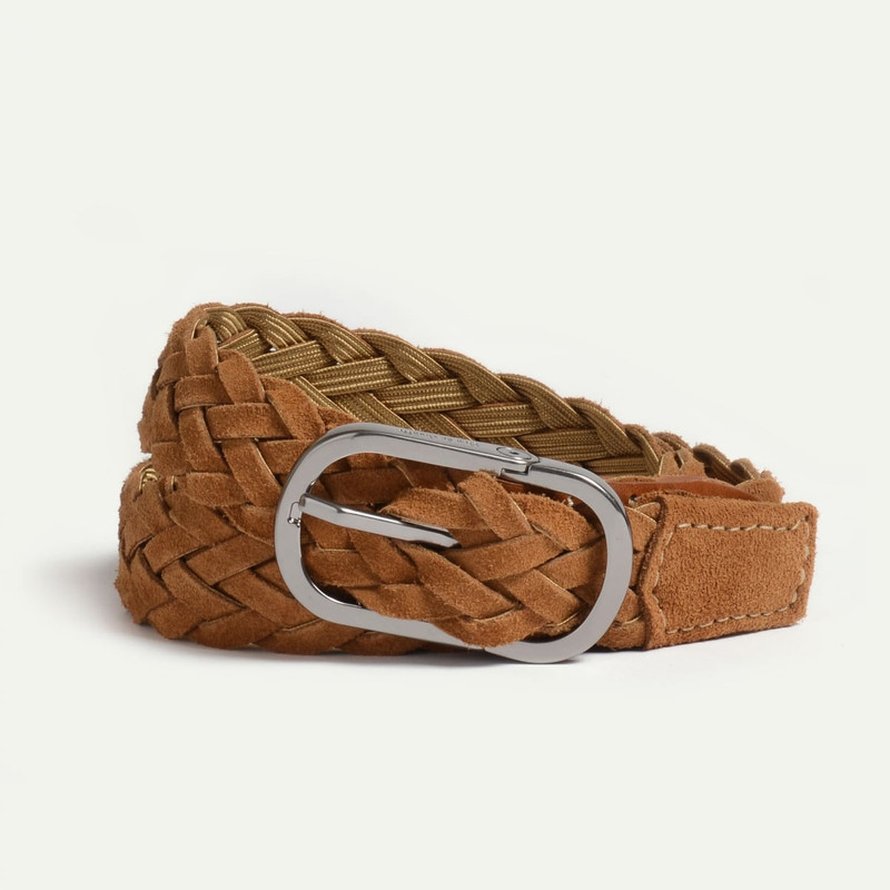 Bleu de Chauffe CLIQUET BELT / BRAIDED LEATHER  -  HONEY SUEDE outlook