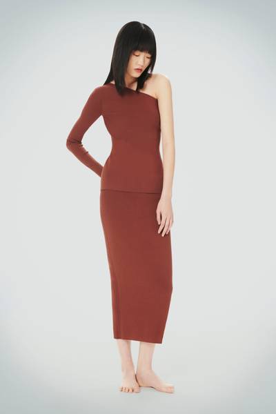 Victoria Beckham VB Body Midi Skirt in Brown outlook