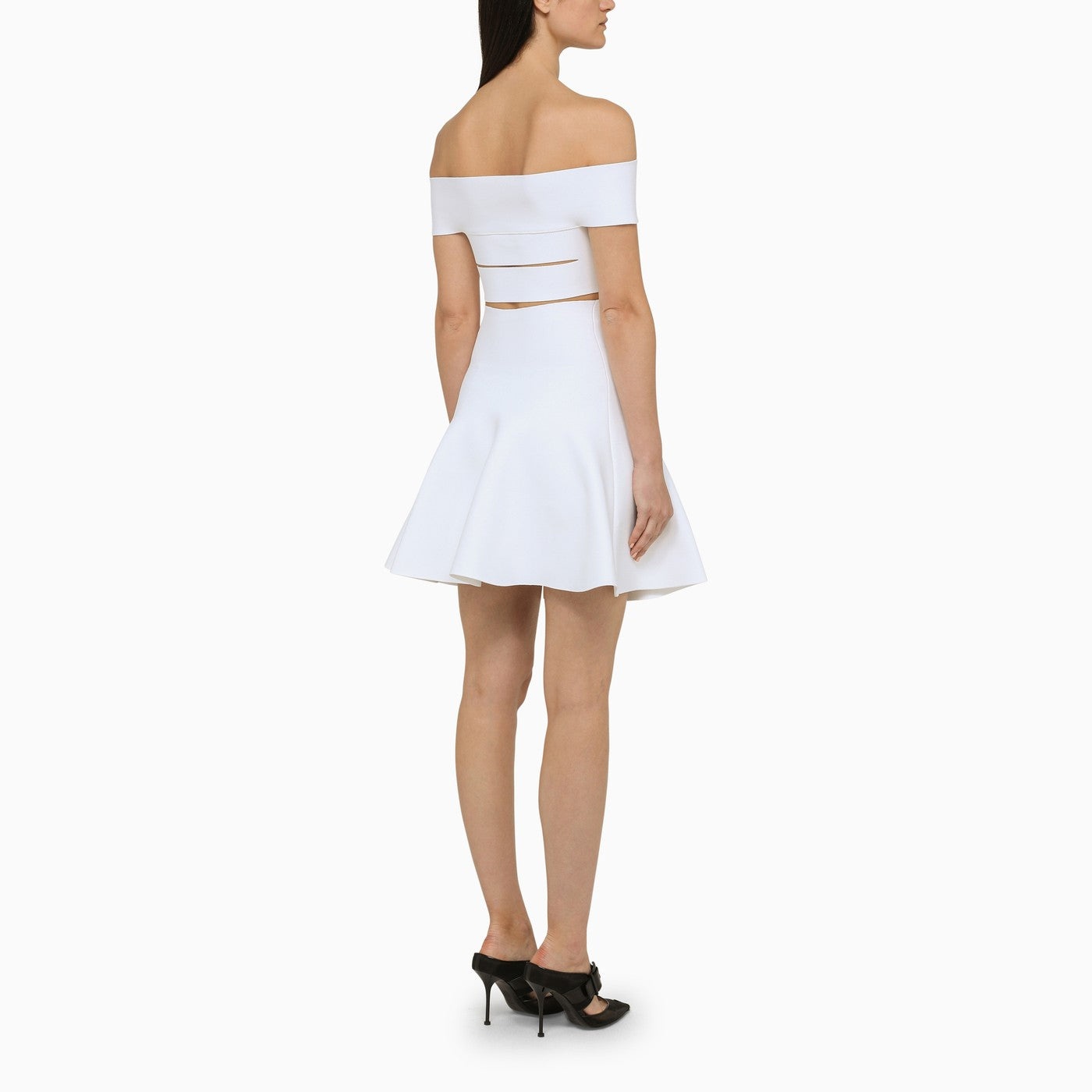 Alexander Mc Queen White Short Dress With Cut Out - 3