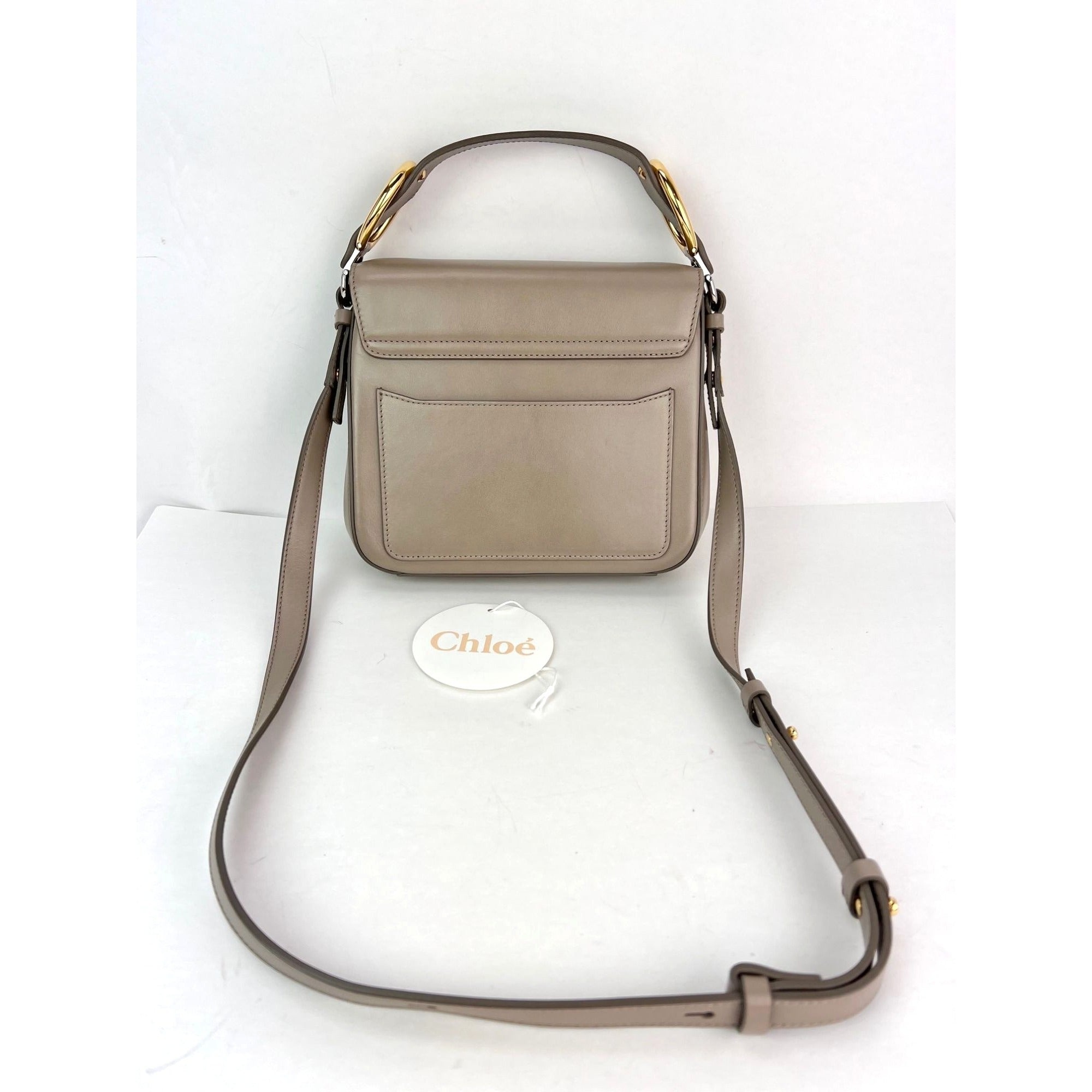Chloe Shiny Calfskin Suede Small C Motty Gray Shoulder Bag - 2