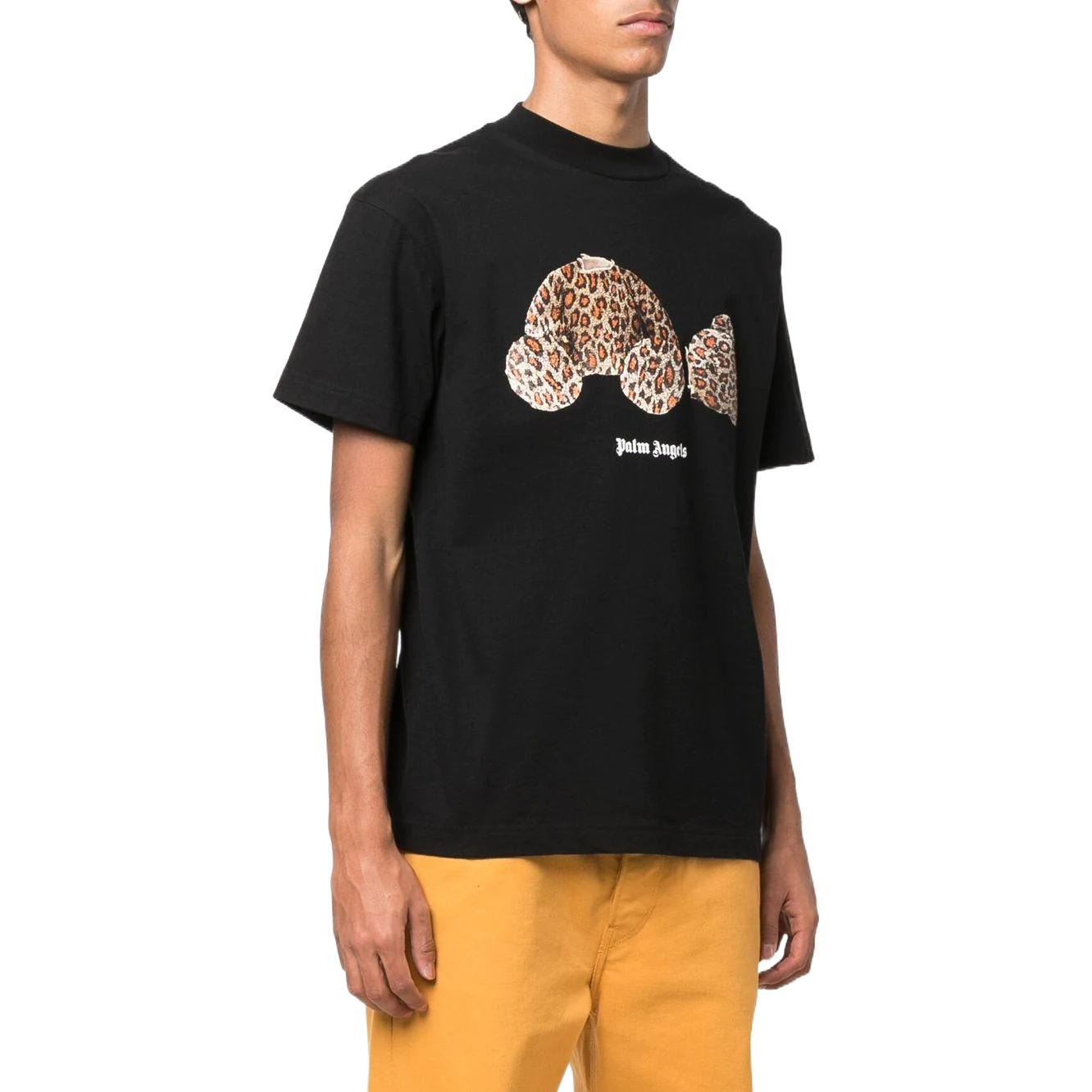 Palm Angels Leopard Bear Classic Tee 'Black Brown' PMAA001S22JER0181060 - 3