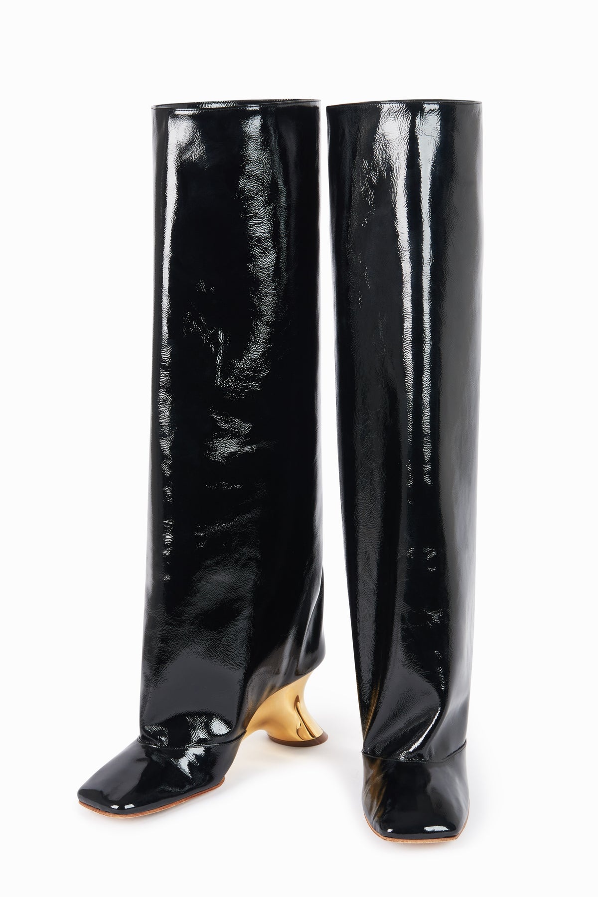 CHRISTY HIGH BOOTS WITH SILVER AND GOLD WEDGE BLACK - 2