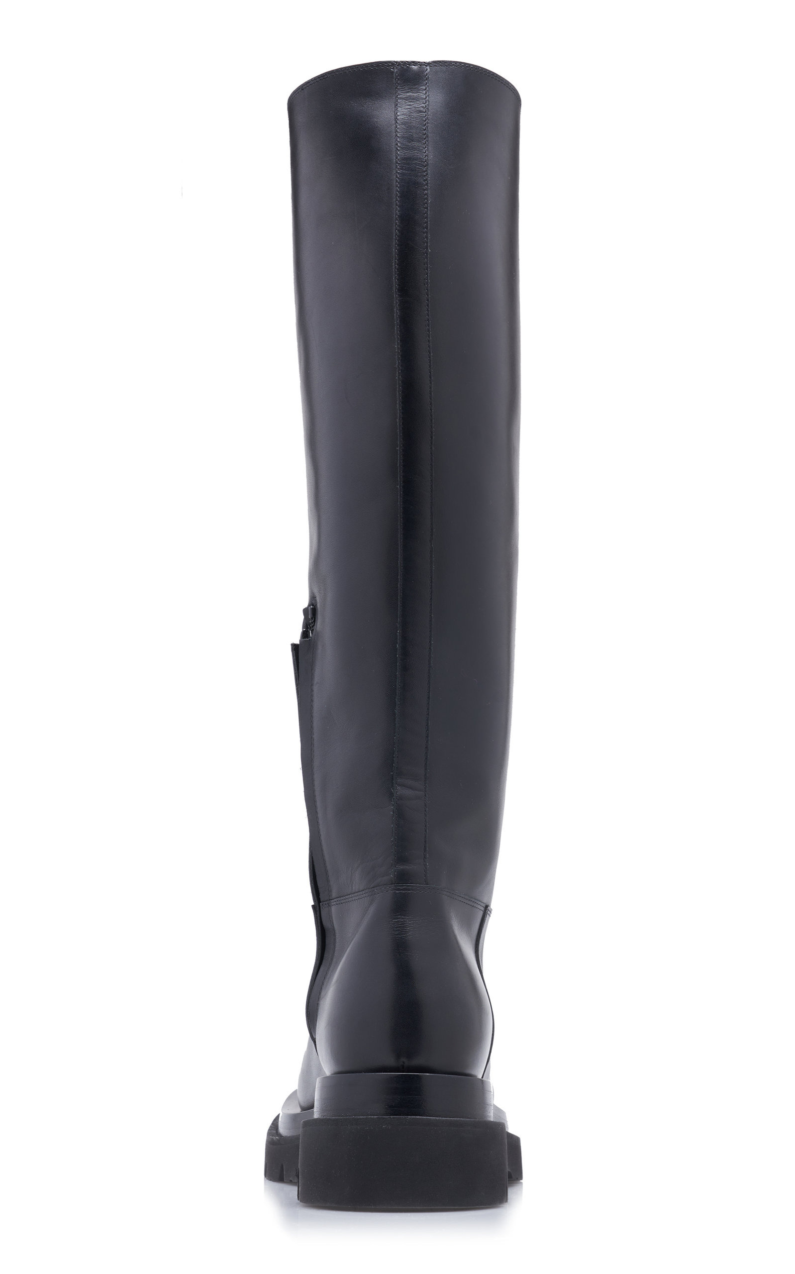 Lug-Sole Leather Knee Boots black - 5