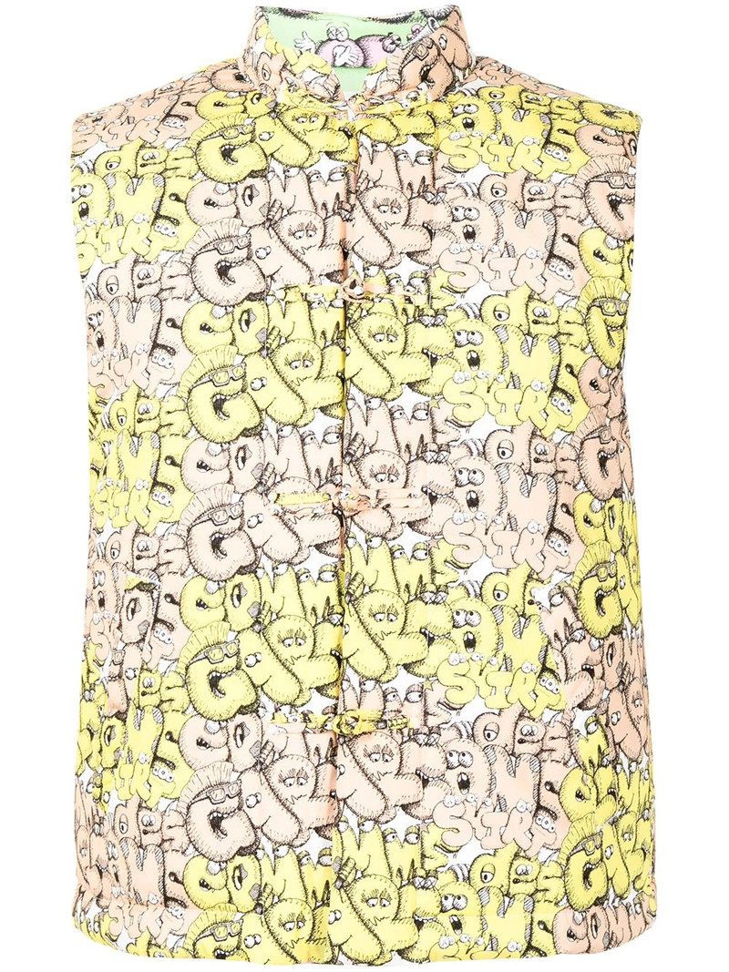 logo-print padded gilet 1