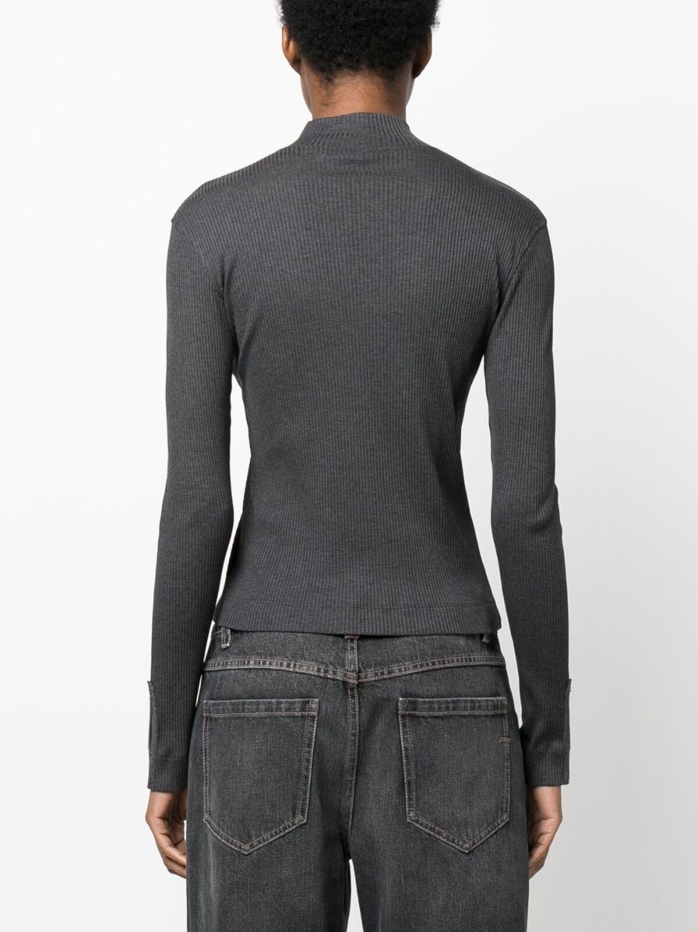 roll-neck ribbed jersey top - 4